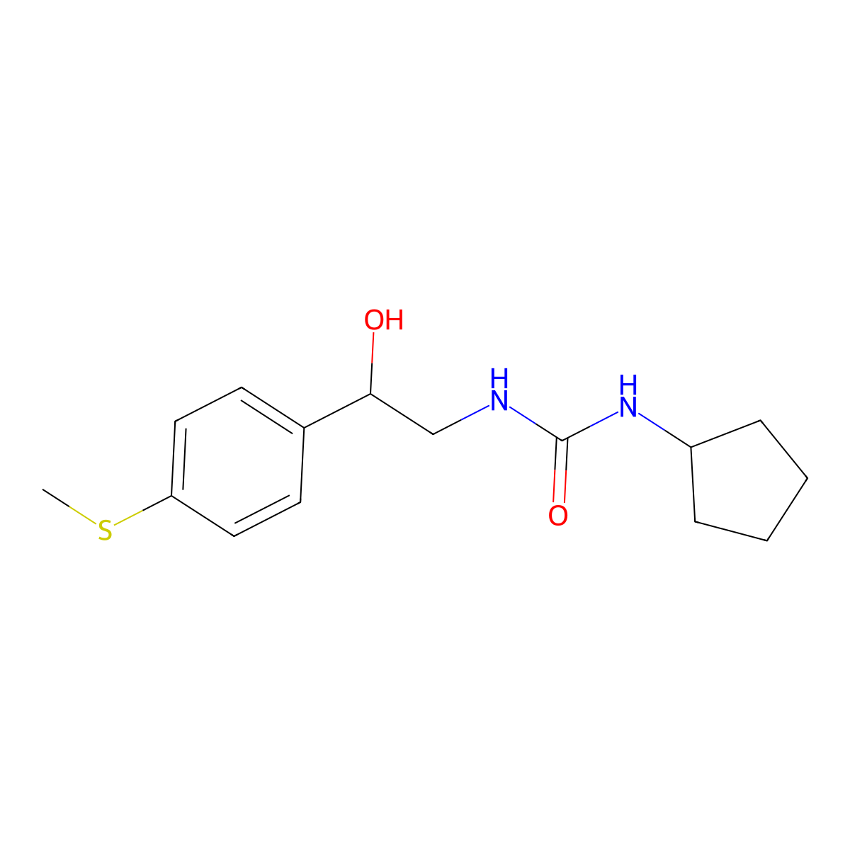 1-Cyclopentyl-3-(2-hydroxy-2-(4-(methylthio)phenyl)ethyl)urea molecular structure, CAS 1448045-68-8
