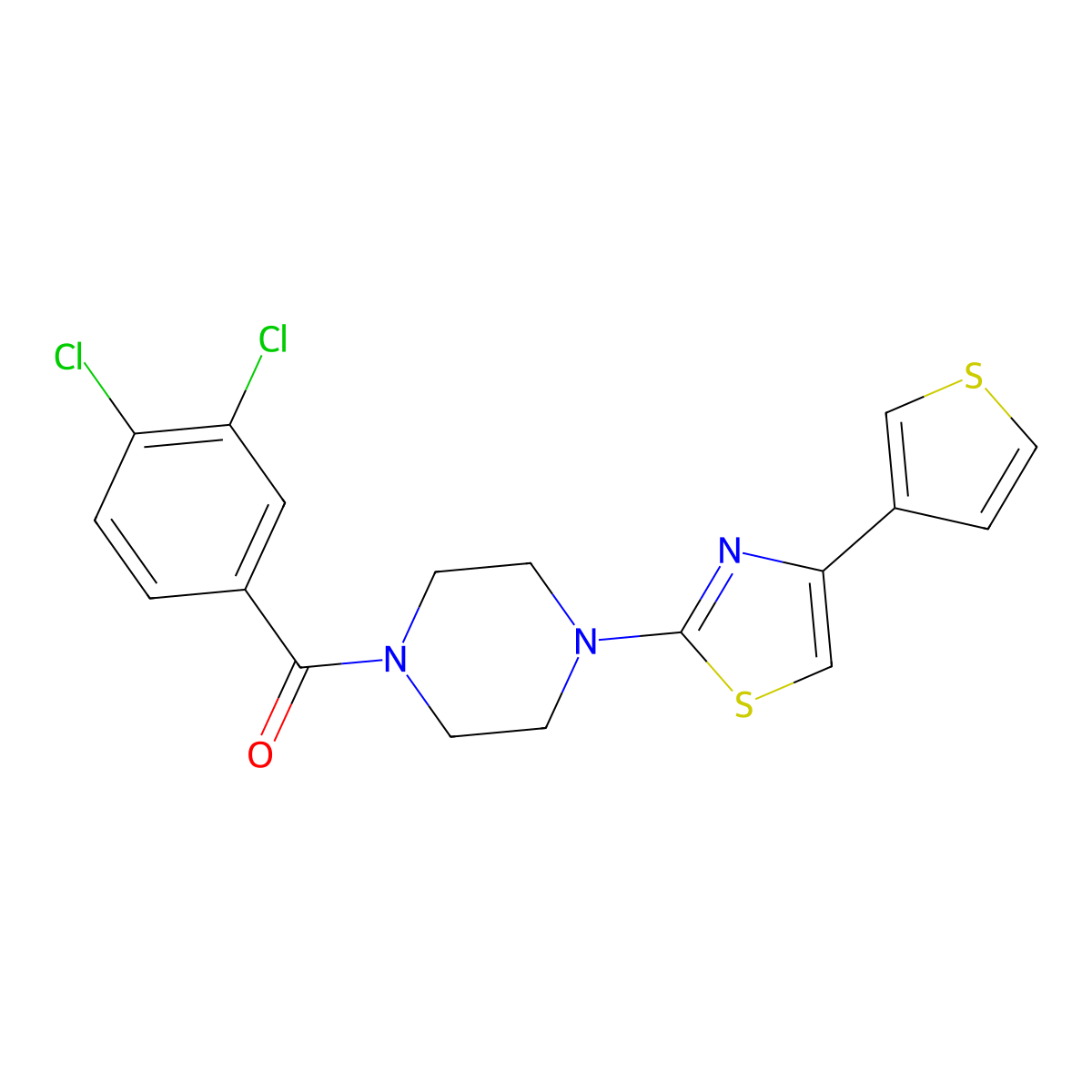 (3,4-Dichlorophenyl)(4-(4-(thiophen-3-yl)thiazol-2-yl)piperazin-1-yl)methanone molecular structure, CAS 1448045-69-9