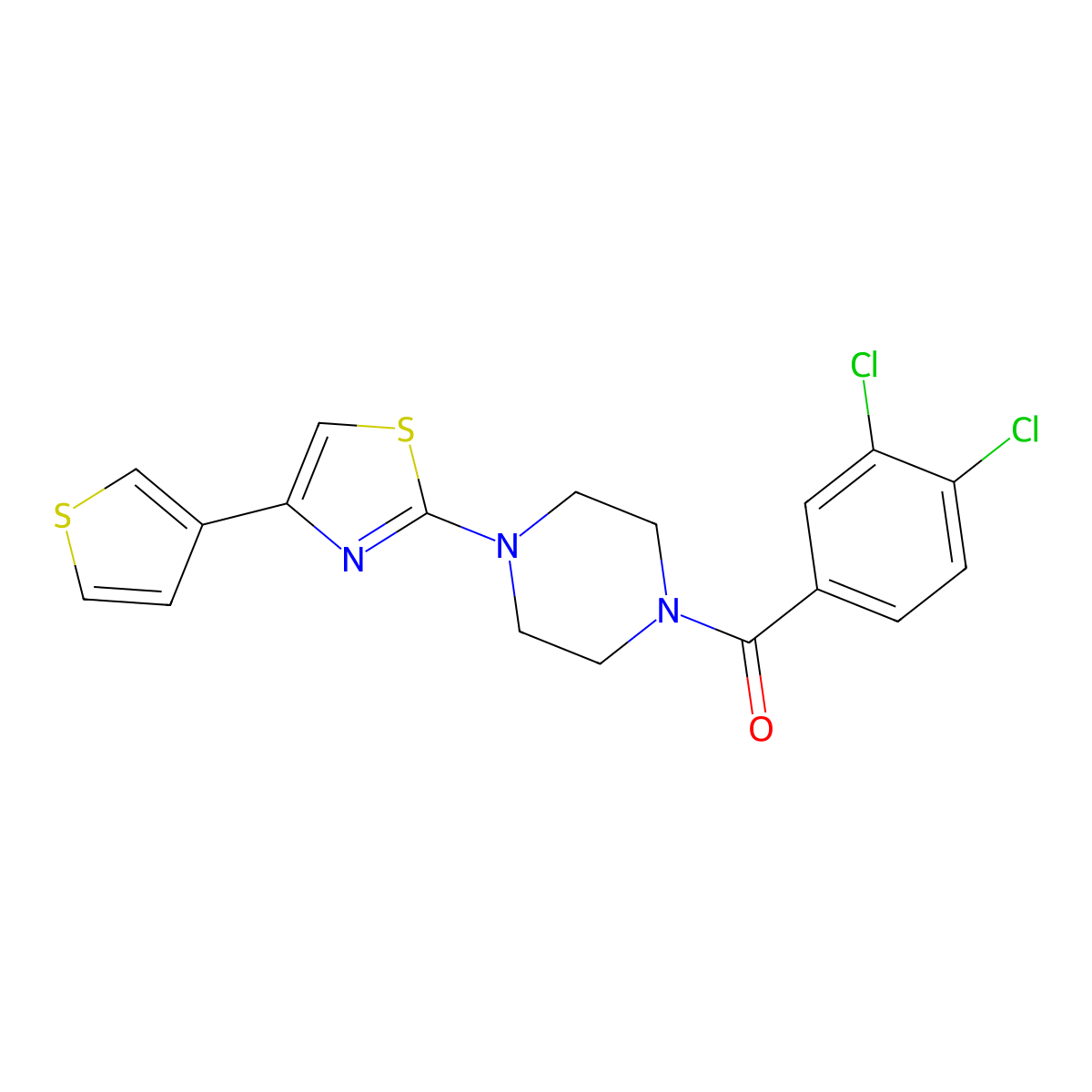 (3,4-Dichlorophenyl)(4-(4-(thiophen-3-yl)thiazol-2-yl)piperazin-1-yl)methanone molecular structure, CAS 1448045-69-9