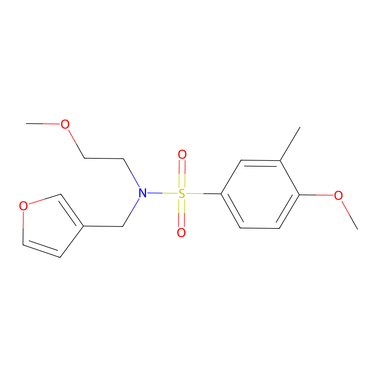N-(furan-3-ylmethyl)-4-methoxy-N-(2-methoxyethyl)-3-methylbenzenesulfonamide molecular structure, CAS 1448045-70-2