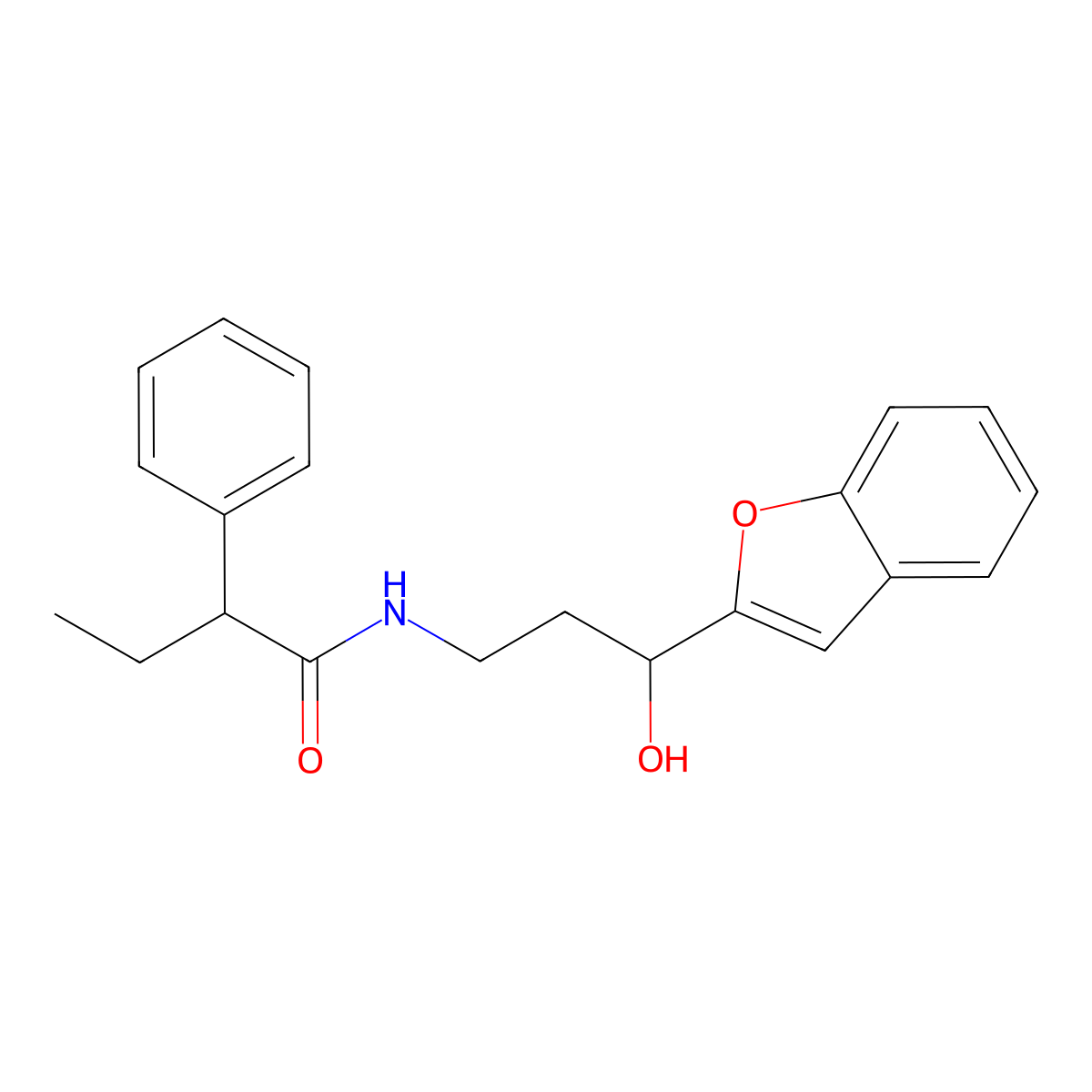 N-(3-(benzofuran-2-yl)-3-hydroxypropyl)-2-phenylbutanamide molecular structure, CAS 1448045-75-7