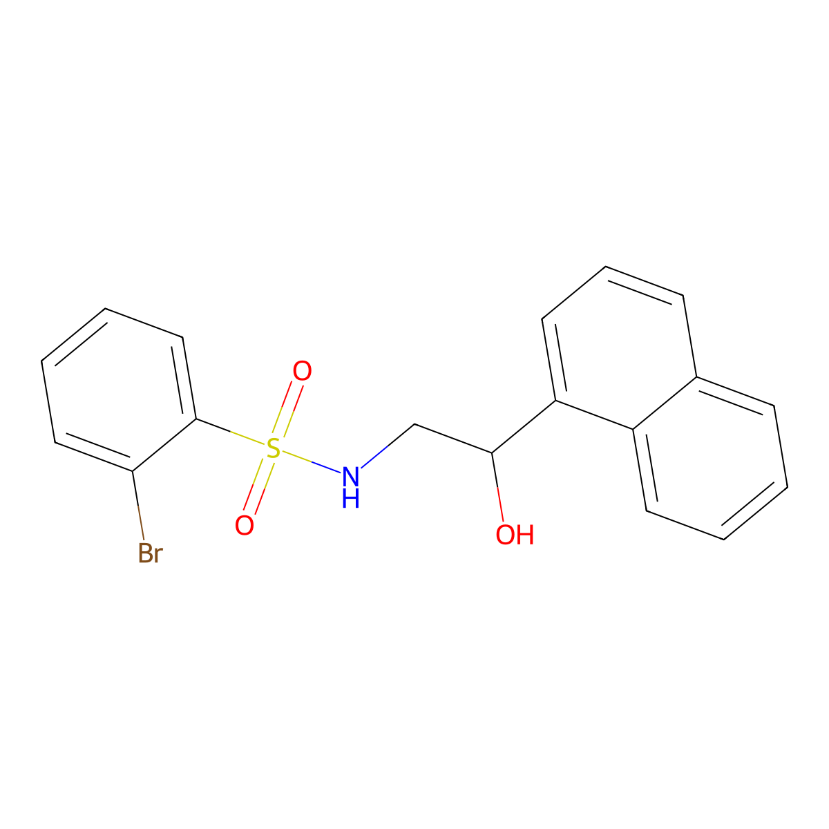 2-bromo-N-(2-hydroxy-2-(naphthalen-1-yl)ethyl)benzenesulfonamide molecular structure, CAS 1448045-76-8