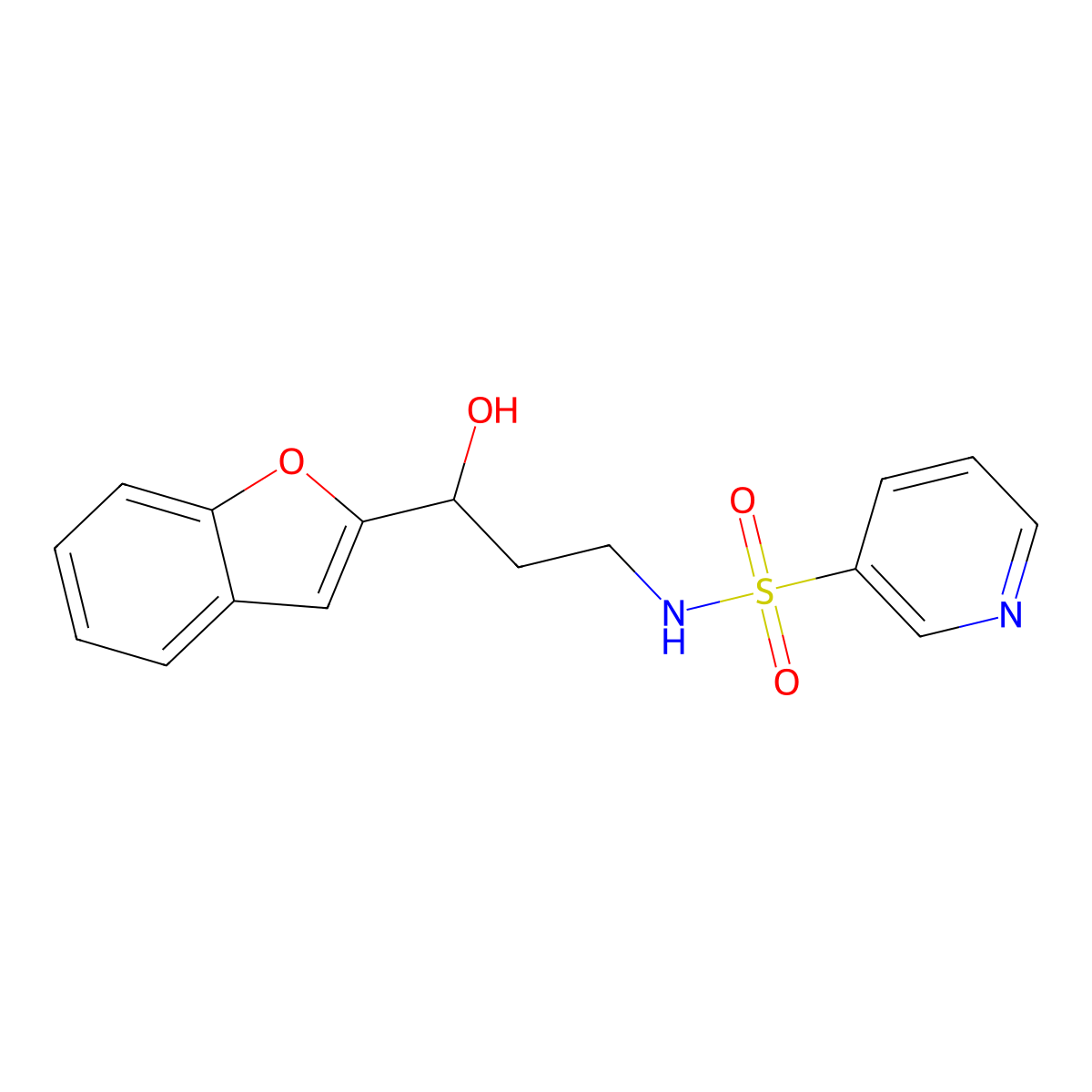 N-(3-(benzofuran-2-yl)-3-hydroxypropyl)pyridine-3-sulfonamide molecular structure, CAS 1448045-79-1
