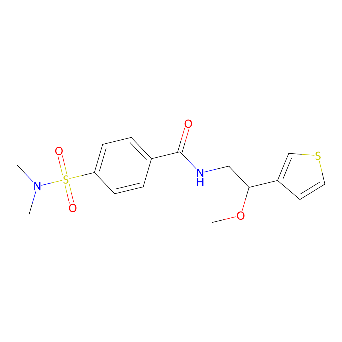 4-(N,N-dimethylsulfamoyl)-N-(2-methoxy-2-(thiophen-3-yl)ethyl)benzamide molecular structure, CAS 1448045-85-9