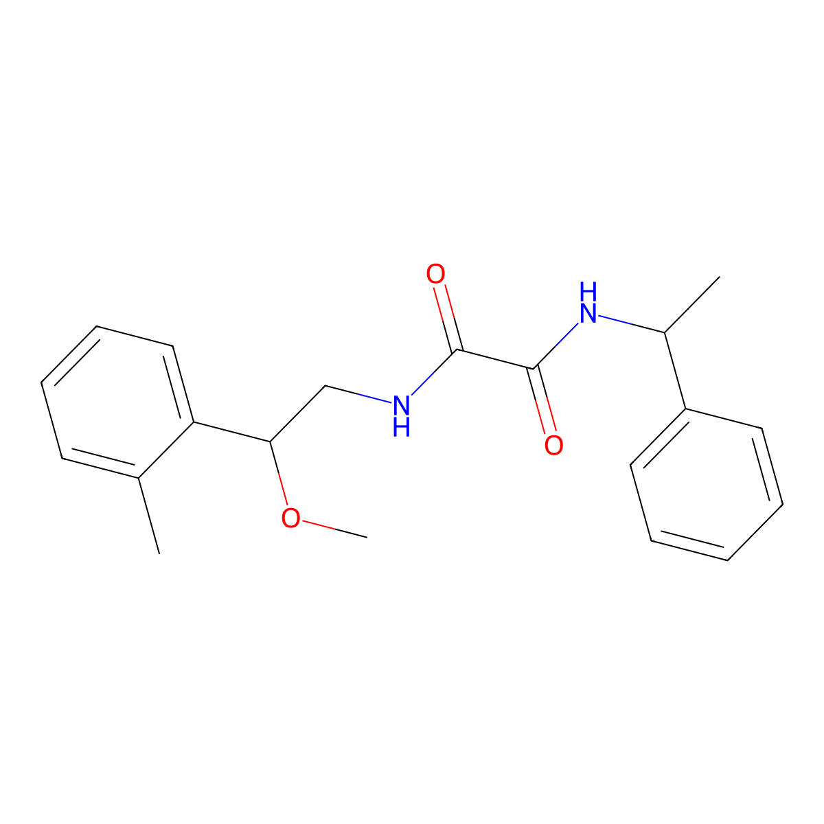 N1-(2-methoxy-2-(o-tolyl)ethyl)-N2-(1-phenylethyl)oxalamide molecular structure, CAS 1448045-86-0