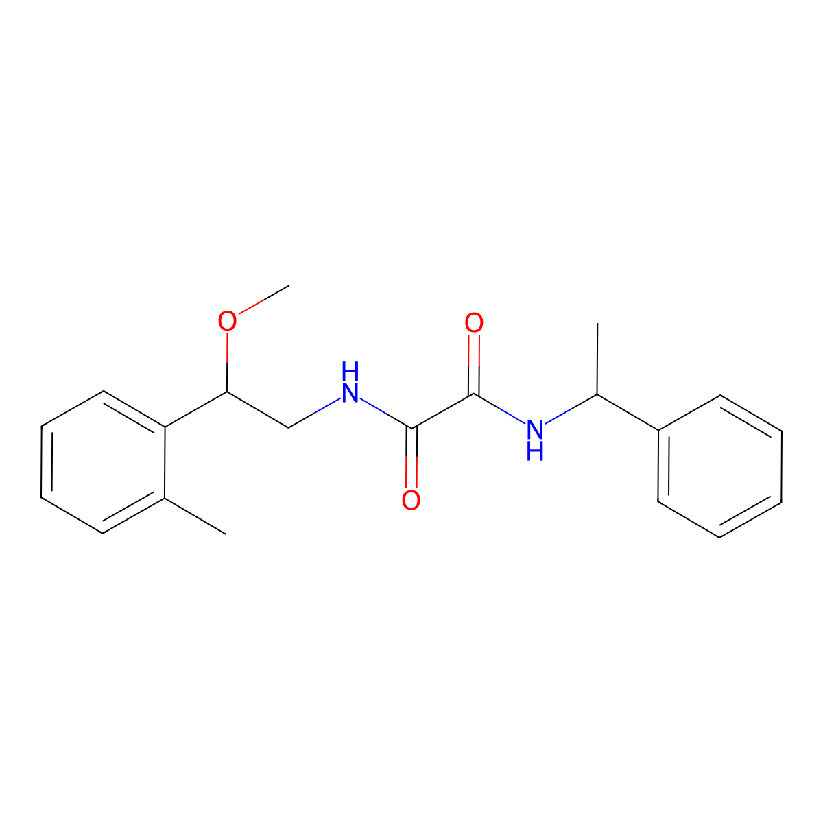N1-(2-methoxy-2-(o-tolyl)ethyl)-N2-(1-phenylethyl)oxalamide molecular structure, CAS 1448045-86-0