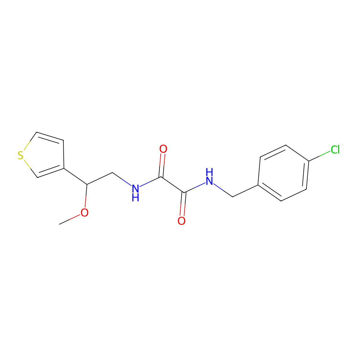 N1-(4-chlorobenzyl)-N2-(2-methoxy-2-(thiophen-3-yl)ethyl)oxalamide molecular structure, CAS 1448045-88-2