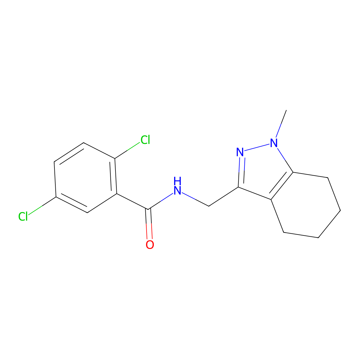 2,5-dichloro-N-((1-methyl-4,5,6,7-tetrahydro-1H-indazol-3-yl)methyl)benzamide molecular structure, CAS 1448045-94-0