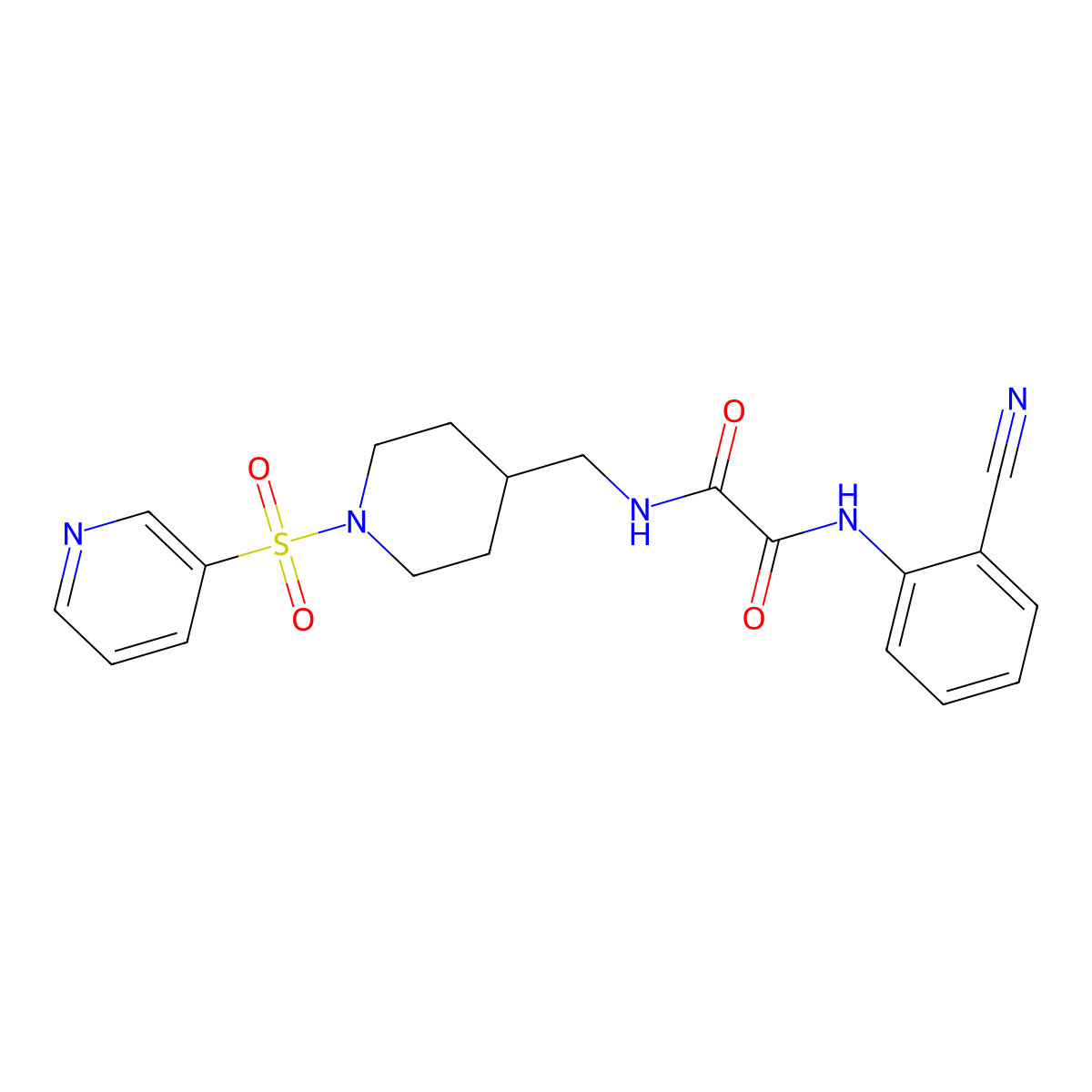 N1-(2-cyanophenyl)-N2-((1-(pyridin-3-ylsulfonyl)piperidin-4-yl)methyl)oxalamide molecular structure, CAS 1448045-97-3