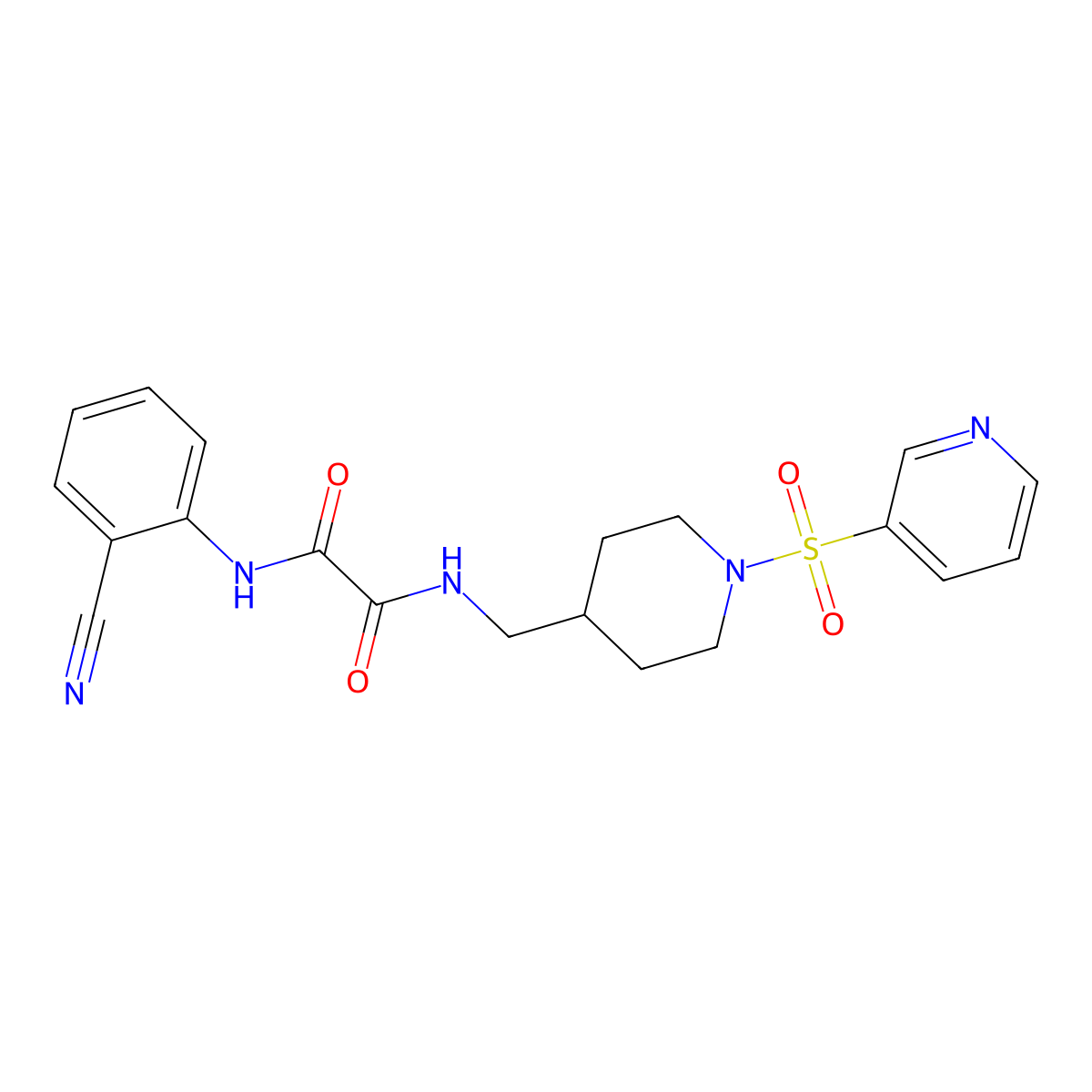 N1-(2-cyanophenyl)-N2-((1-(pyridin-3-ylsulfonyl)piperidin-4-yl)methyl)oxalamide molecular structure, CAS 1448045-97-3