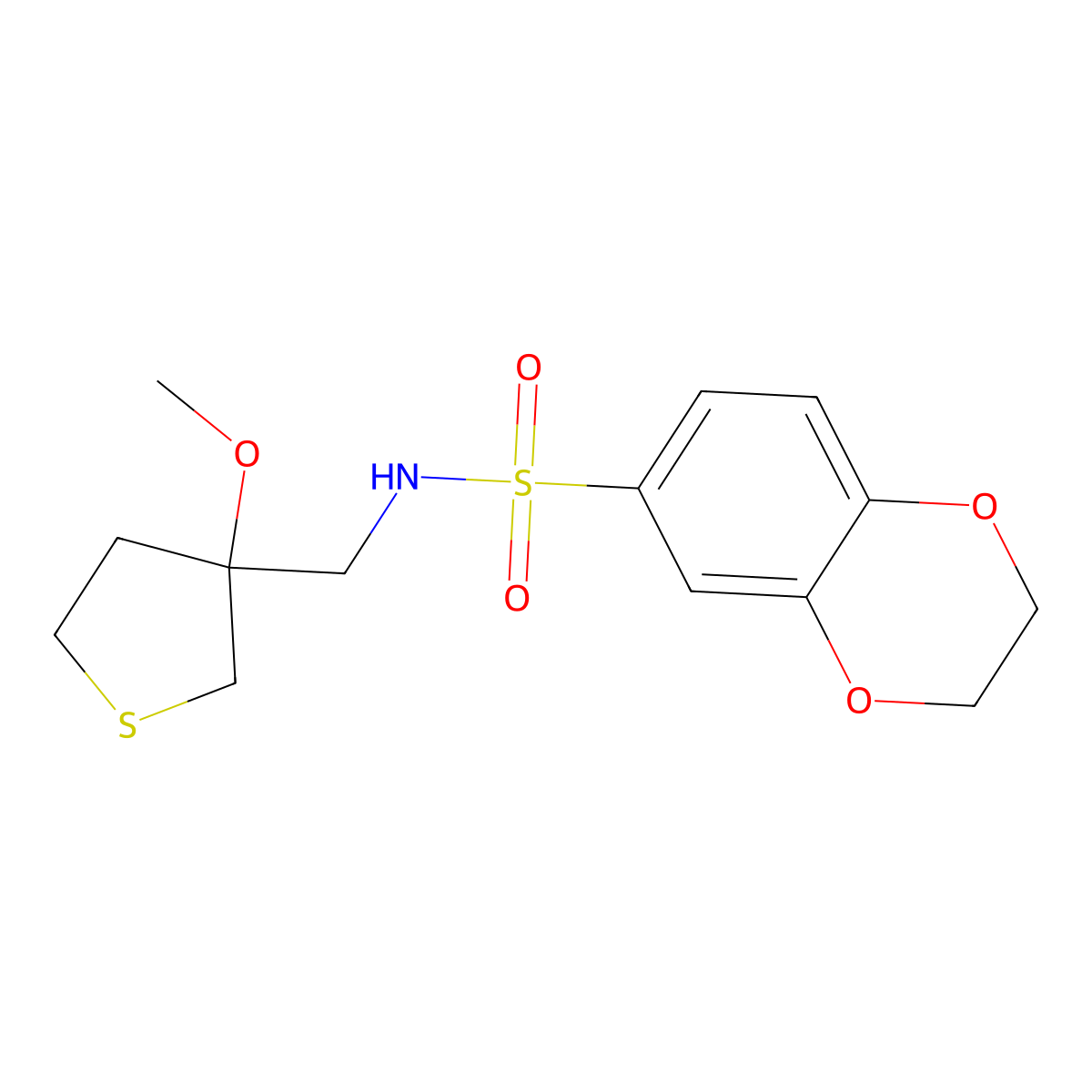 N-[(3-Methoxythiolan-3-YL)methyl]-2,3-dihydro-1,4-benzodioxine-6-sulfonamide molecular structure, CAS 1448046-00-1