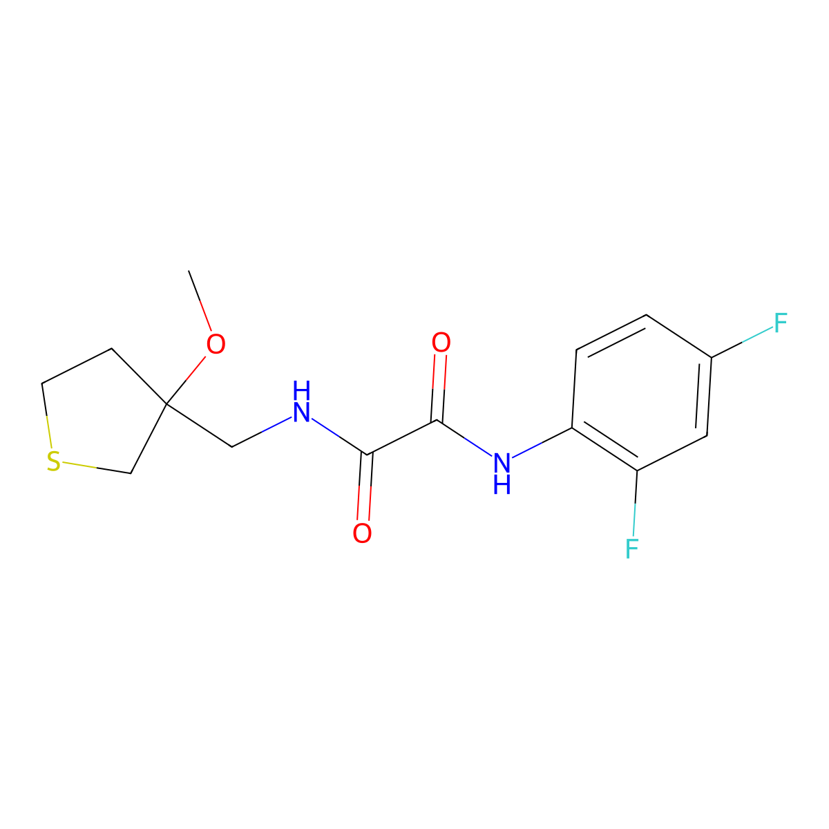 N1-(2,4-difluorophenyl)-N2-((3-methoxytetrahydrothiophen-3-yl)methyl)oxalamide molecular structure, CAS 1448046-04-5