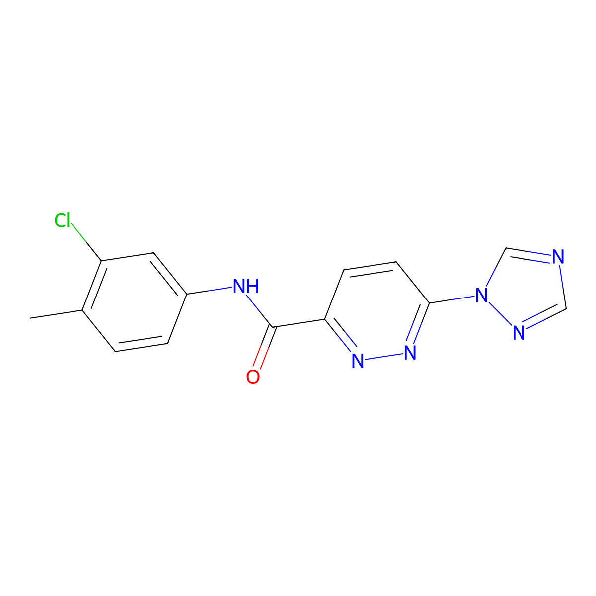 N-(3-chloro-4-methylphenyl)-6-(1H-1,2,4-triazol-1-yl)pyridazine-3-carboxamide molecular structure, CAS 1448046-11-4