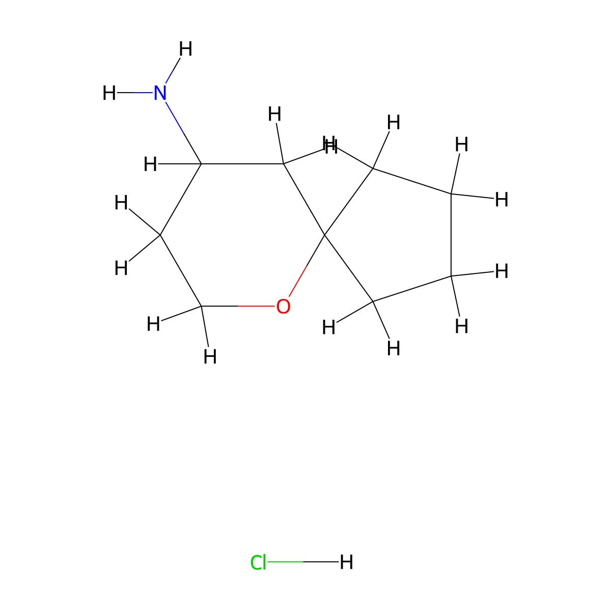 6-Oxaspiro(4.5)decan-9-amine hydrochloride molecular structure, CAS 1448046-14-7