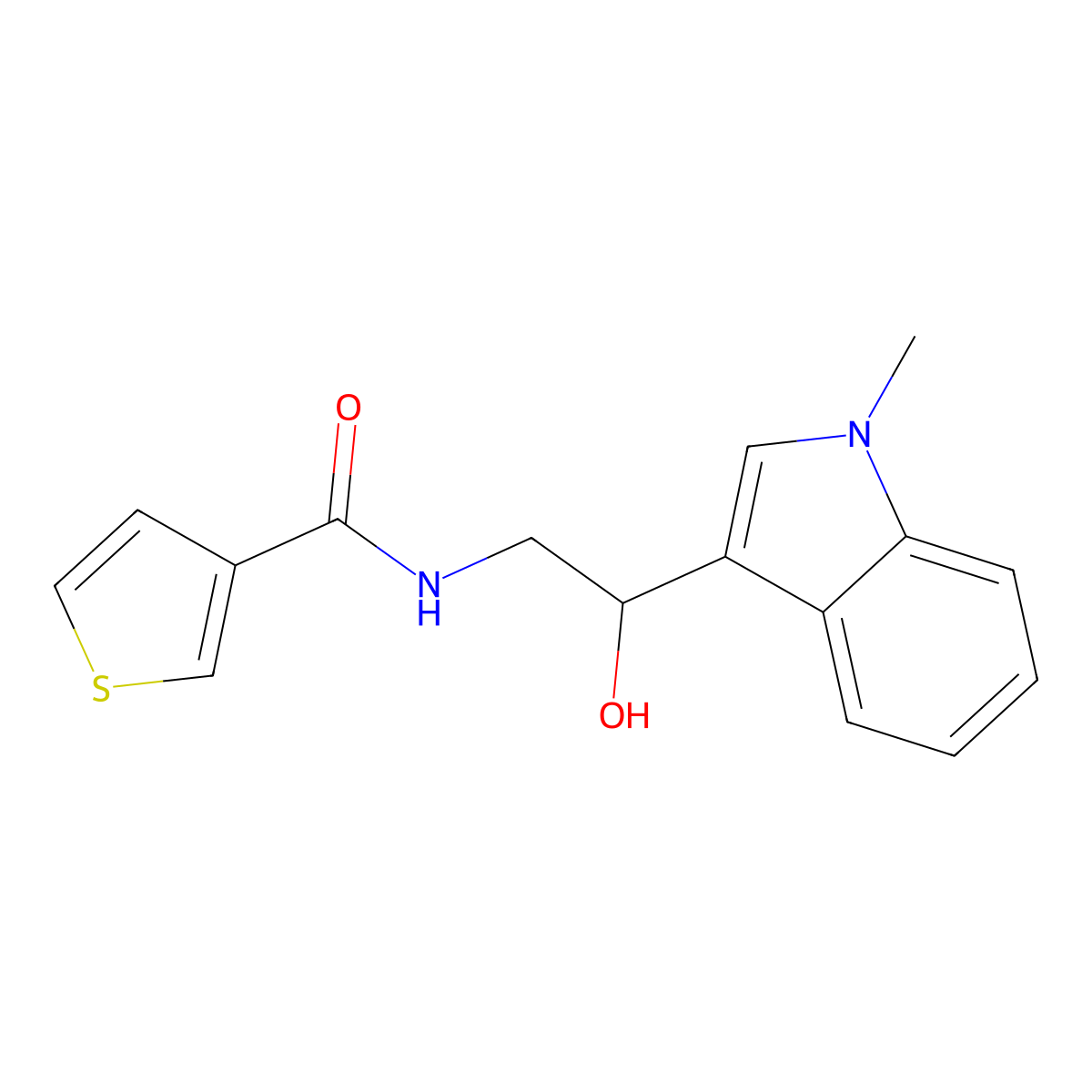 N-(2-hydroxy-2-(1-methyl-1H-indol-3-yl)ethyl)thiophene-3-carboxamide molecular structure, CAS 1448046-15-8