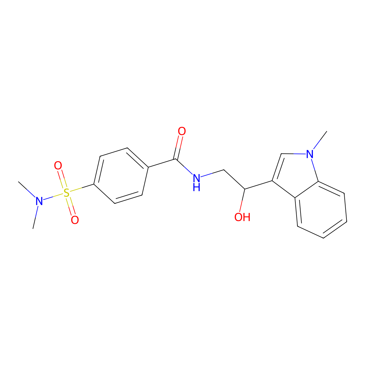 4-(N,N-dimethylsulfamoyl)-N-(2-hydroxy-2-(1-methyl-1H-indol-3-yl)ethyl)benzamide molecular structure, CAS 1448046-18-1