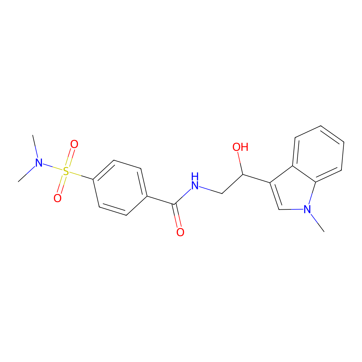 4-(N,N-dimethylsulfamoyl)-N-(2-hydroxy-2-(1-methyl-1H-indol-3-yl)ethyl)benzamide molecular structure, CAS 1448046-18-1