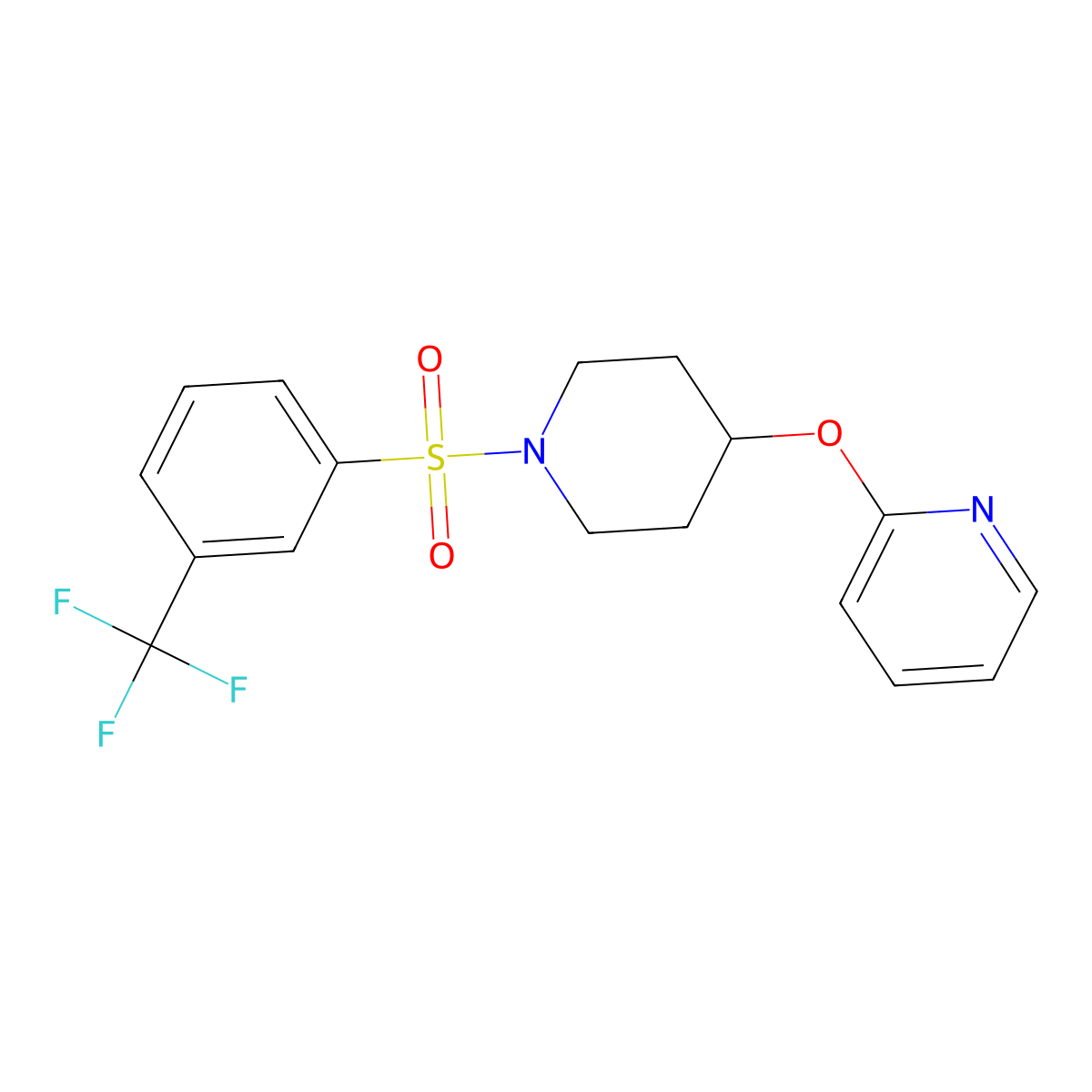 2-((1-((3-(Trifluoromethyl)phenyl)sulfonyl)piperidin-4-yl)oxy)pyridine molecular structure, CAS 1448046-22-7