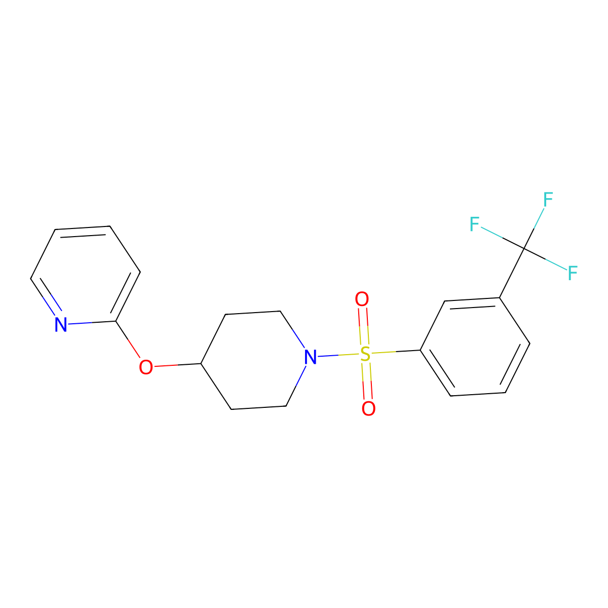 2-((1-((3-(Trifluoromethyl)phenyl)sulfonyl)piperidin-4-yl)oxy)pyridine molecular structure, CAS 1448046-22-7