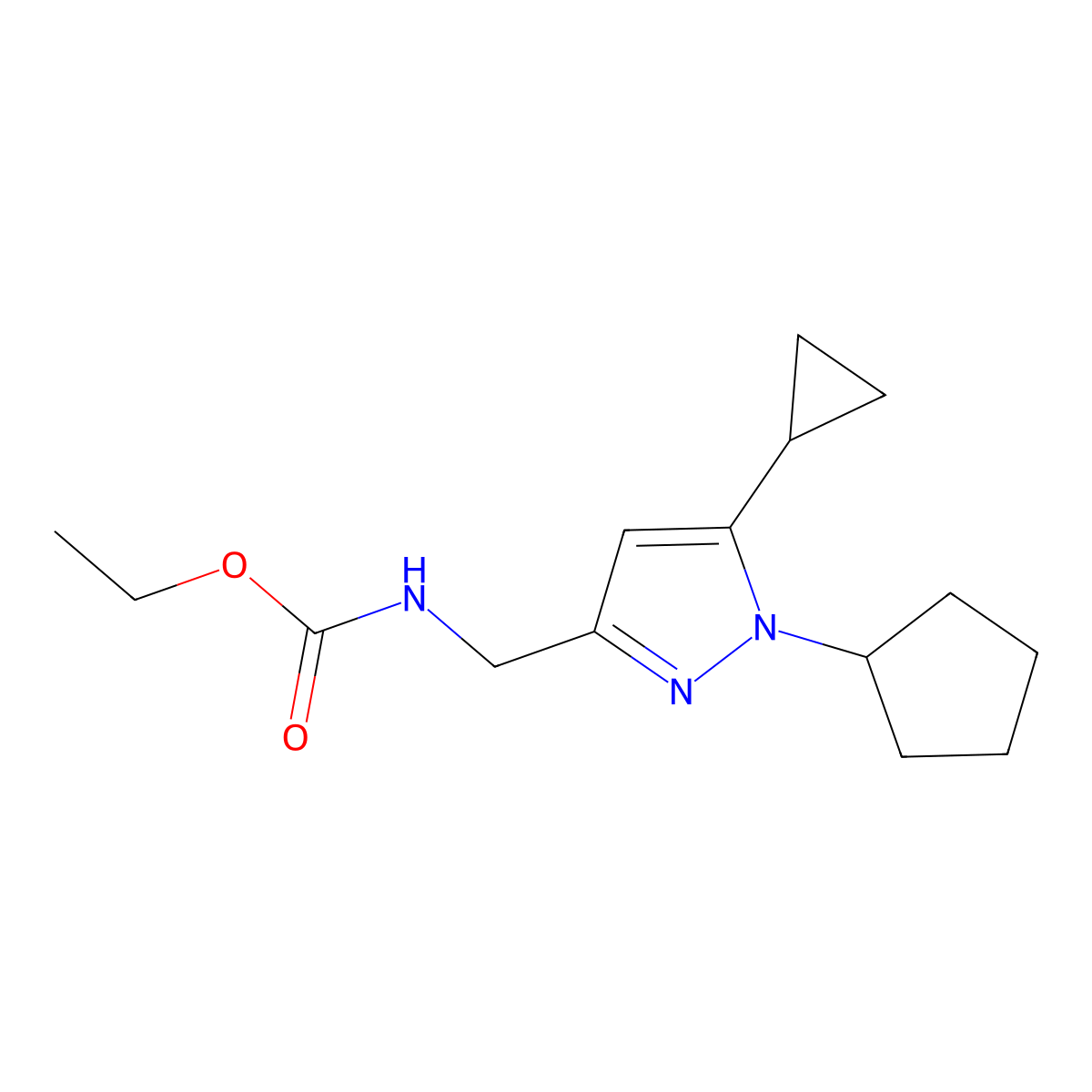 ethyl ((1-cyclopentyl-5-cyclopropyl-1H-pyrazol-3-yl)methyl)carbamate molecular structure, CAS 1448046-24-9