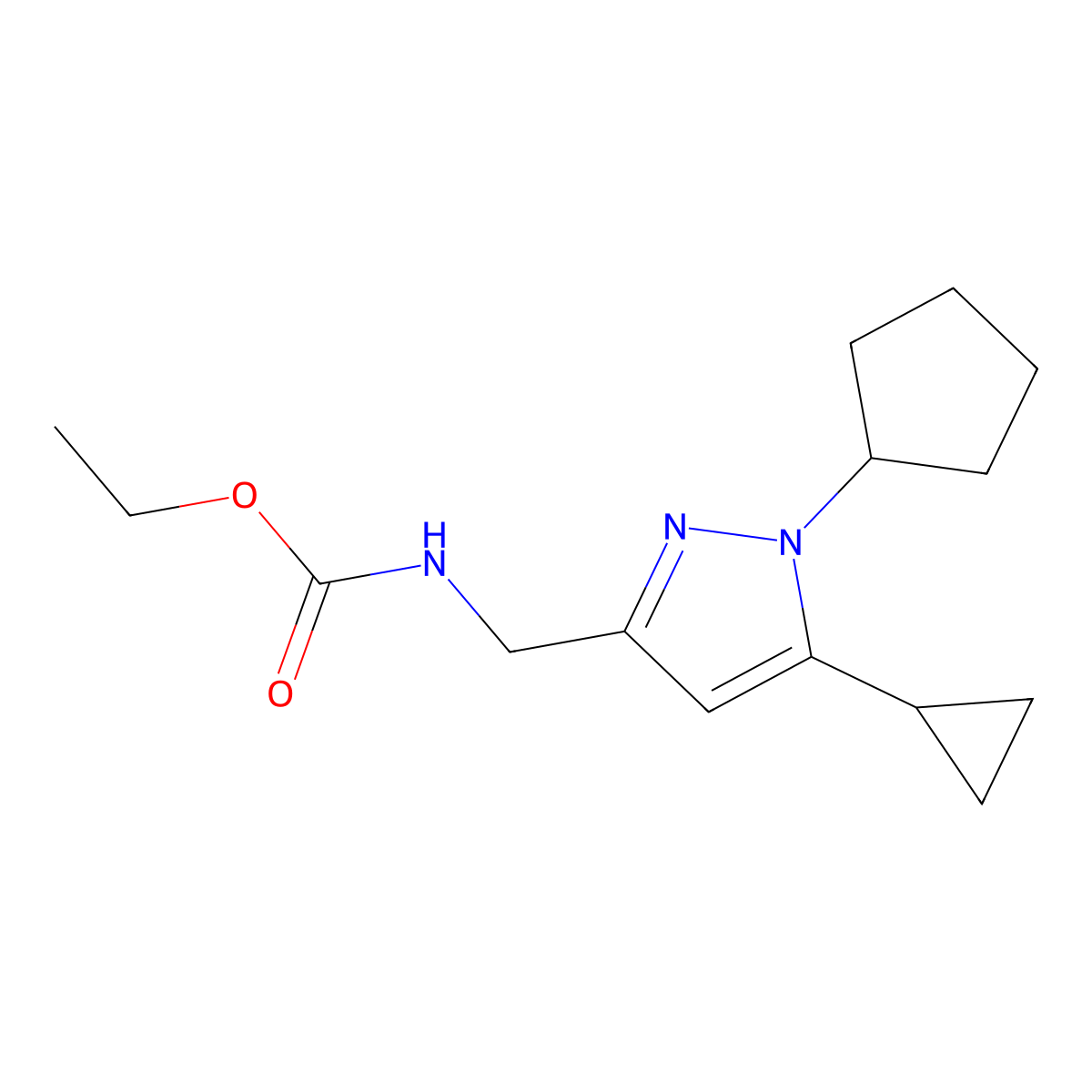 ethyl ((1-cyclopentyl-5-cyclopropyl-1H-pyrazol-3-yl)methyl)carbamate molecular structure, CAS 1448046-24-9