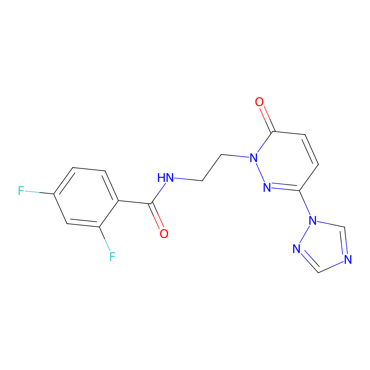 2,4-difluoro-N-(2-(6-oxo-3-(1H-1,2,4-triazol-1-yl)pyridazin-1(6H)-yl)ethyl)benzamide molecular structure, CAS 1448046-28-3