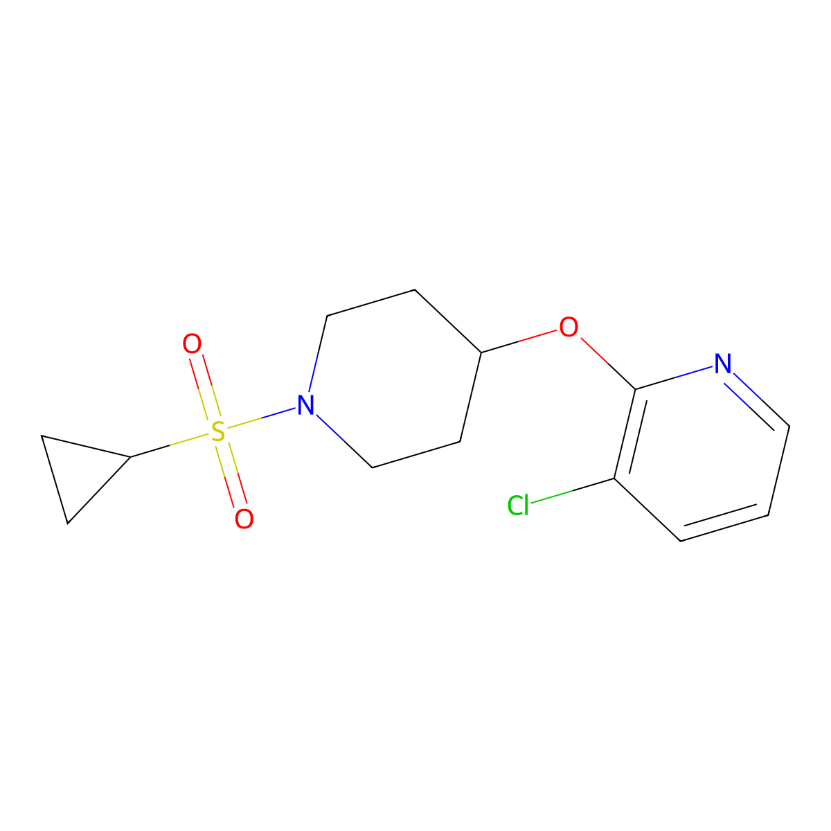 3-Chloro-2-((1-(cyclopropylsulfonyl)piperidin-4-yl)oxy)pyridine molecular structure, CAS 1448046-38-5
