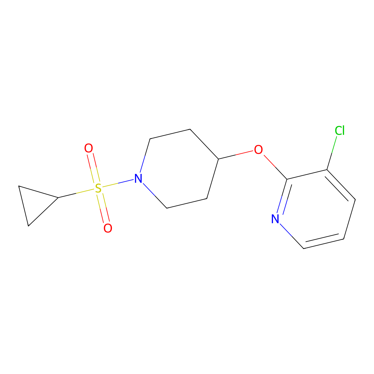 3-Chloro-2-((1-(cyclopropylsulfonyl)piperidin-4-yl)oxy)pyridine molecular structure, CAS 1448046-38-5