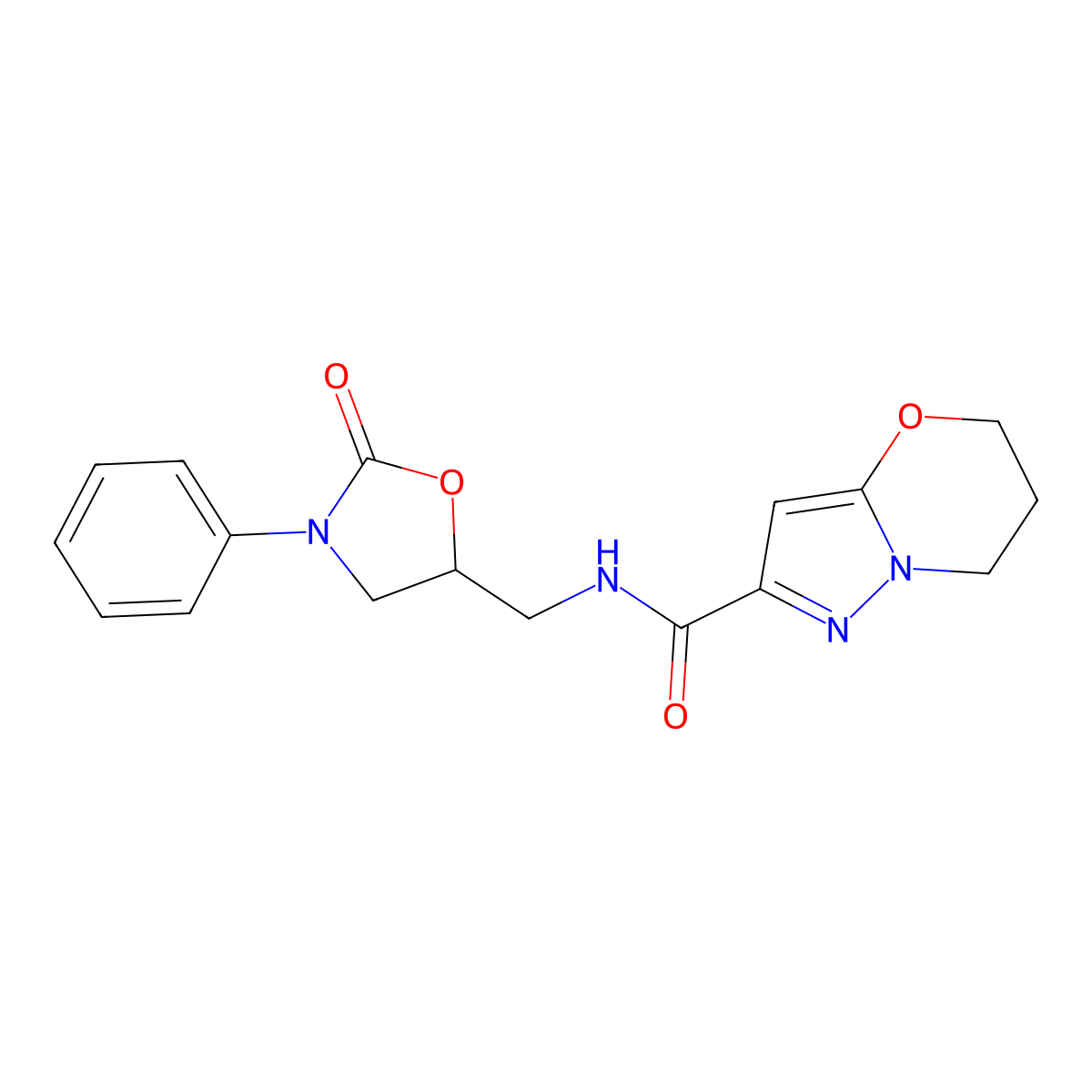 N-((2-oxo-3-phenyloxazolidin-5-yl)methyl)-6,7-dihydro-5H-pyrazolo[5,1-b][1,3]oxazine-2-carboxamide molecular structure, CAS 1448046-39-6