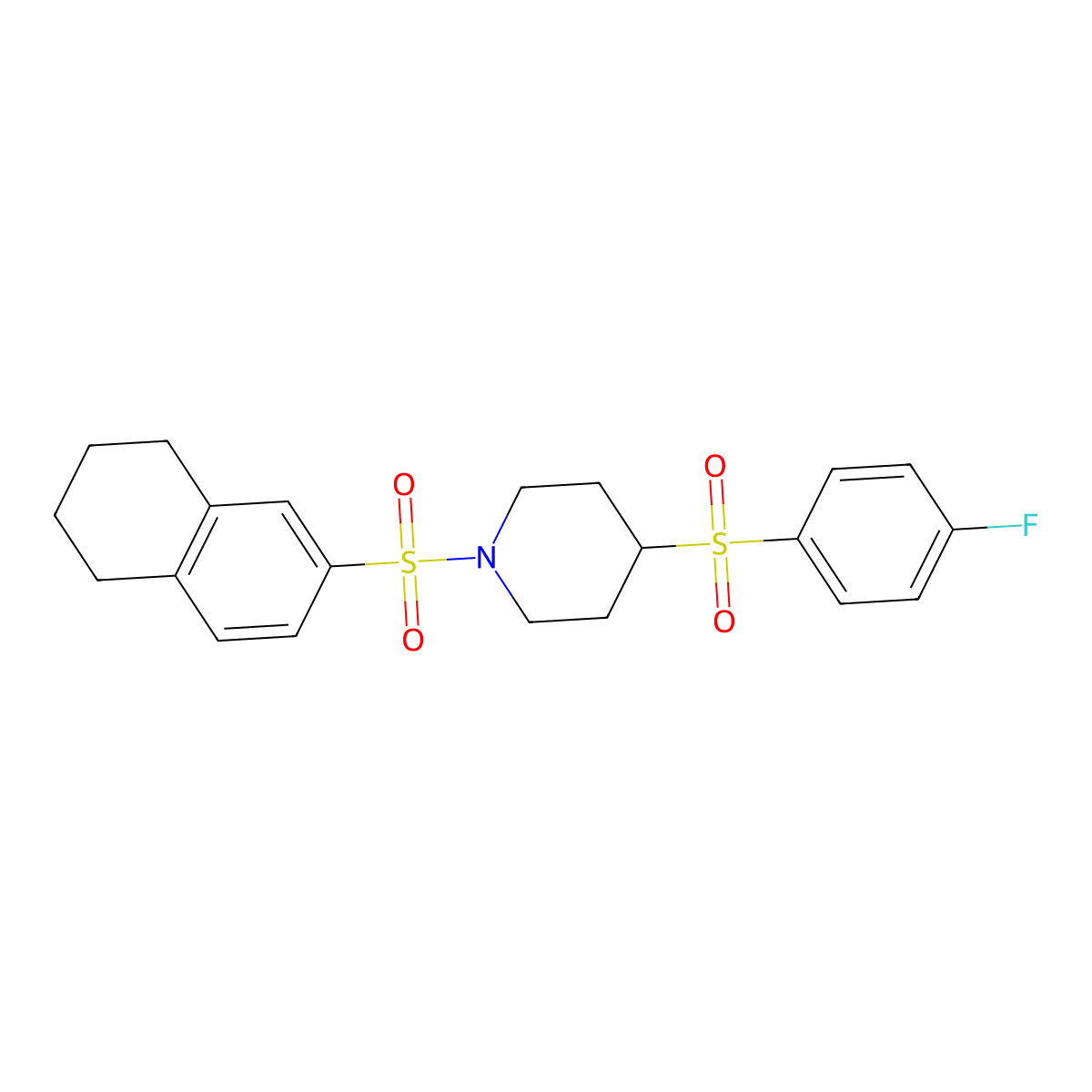 4-((4-Fluorophenyl)sulfonyl)-1-((5,6,7,8-tetrahydronaphthalen-2-yl)sulfonyl)piperidine molecular structure, CAS 1448046-40-9