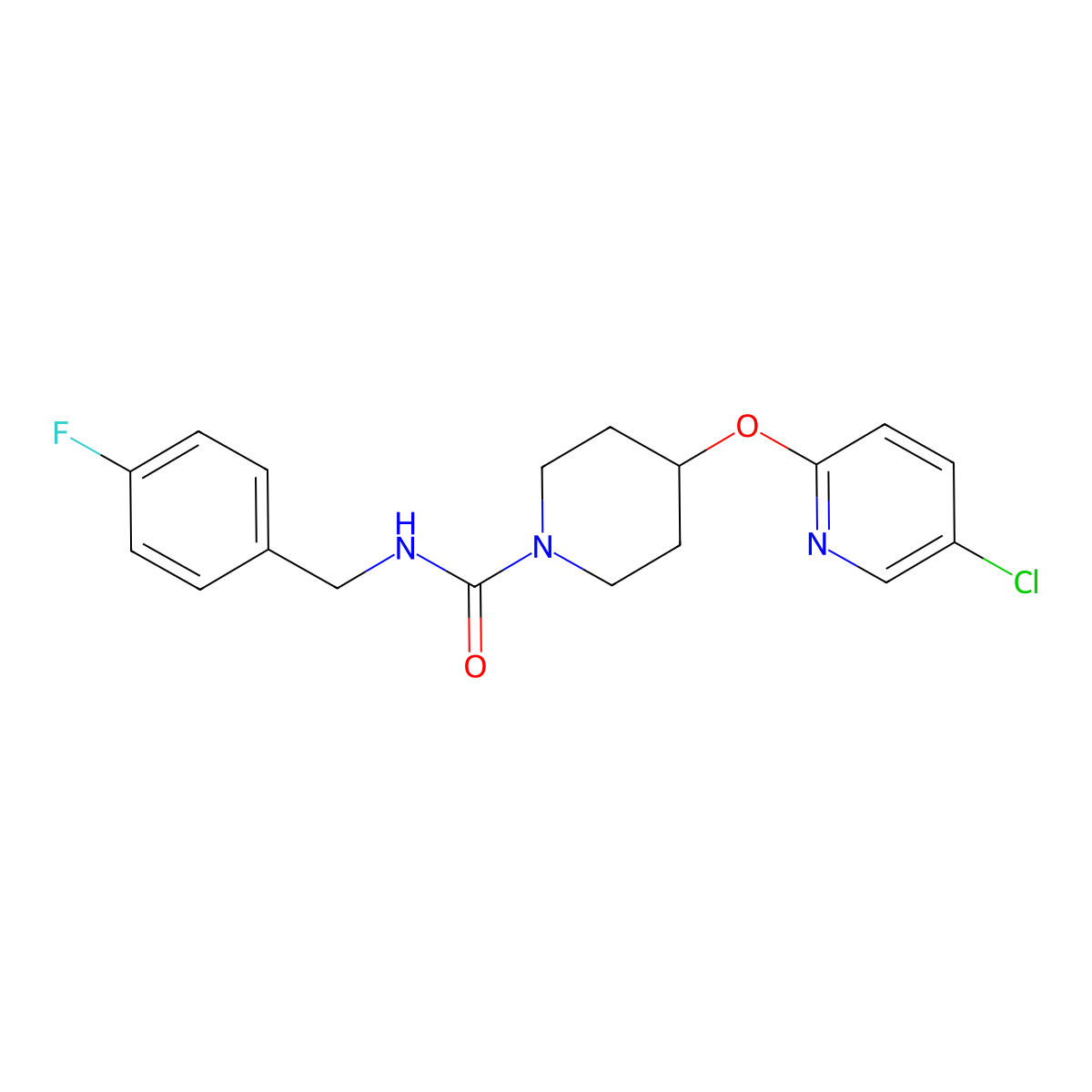 4-((5-chloropyridin-2-yl)oxy)-N-(4-fluorobenzyl)piperidine-1-carboxamide molecular structure, CAS 1448046-42-1