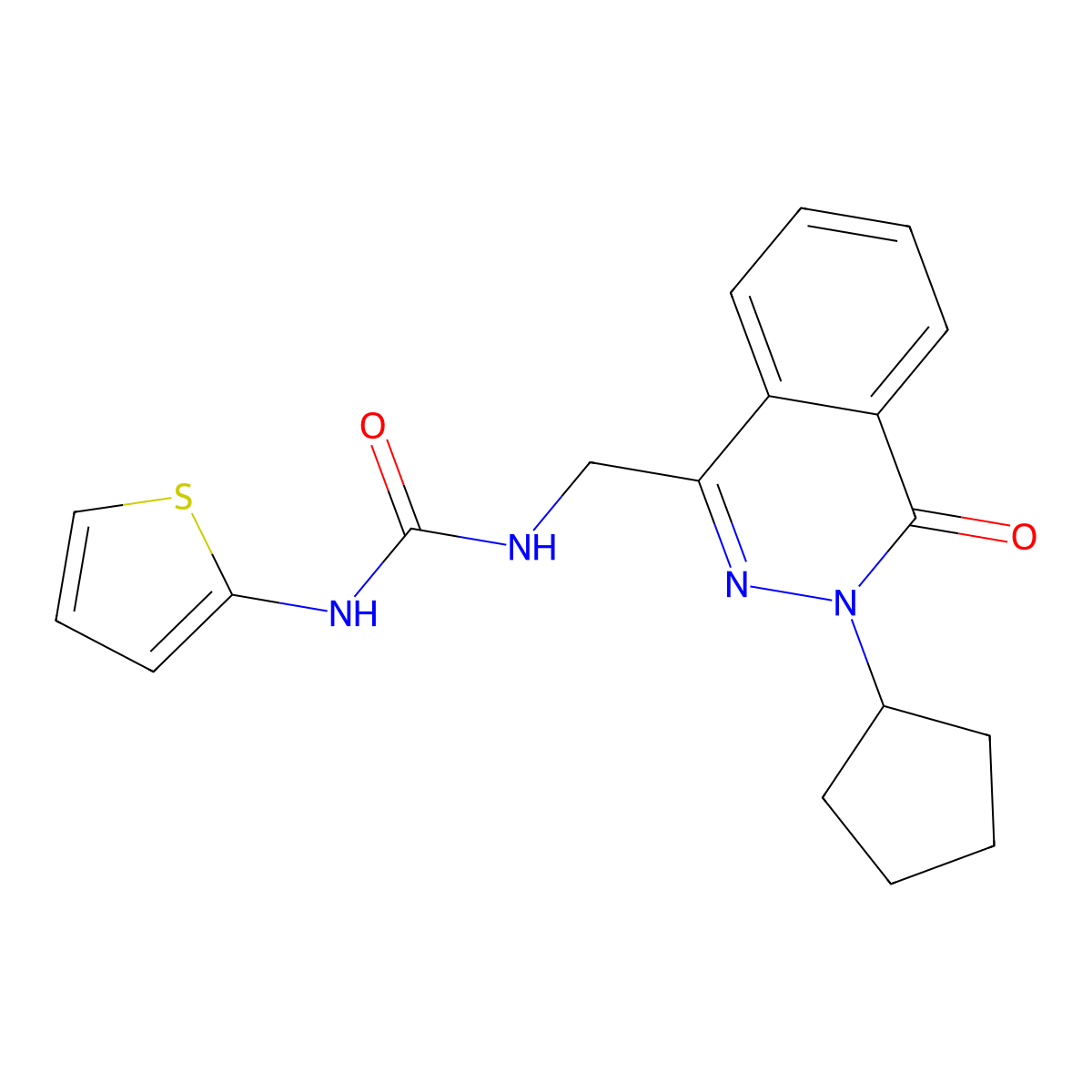 1-((3-Cyclopentyl-4-oxo-3,4-dihydrophthalazin-1-yl)methyl)-3-(thiophen-2-yl)urea molecular structure, CAS 1448046-43-2
