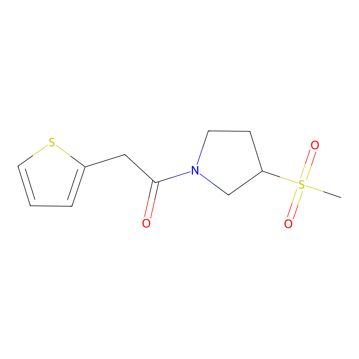 1-(3-(Methylsulfonyl)pyrrolidin-1-yl)-2-(thiophen-2-yl)ethanone molecular structure, CAS 1448046-50-1