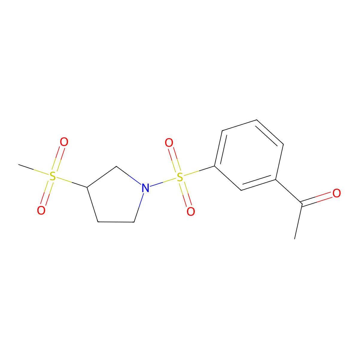 1-(3-((3-(Methylsulfonyl)pyrrolidin-1-yl)sulfonyl)phenyl)ethanone molecular structure, CAS 1448046-52-3