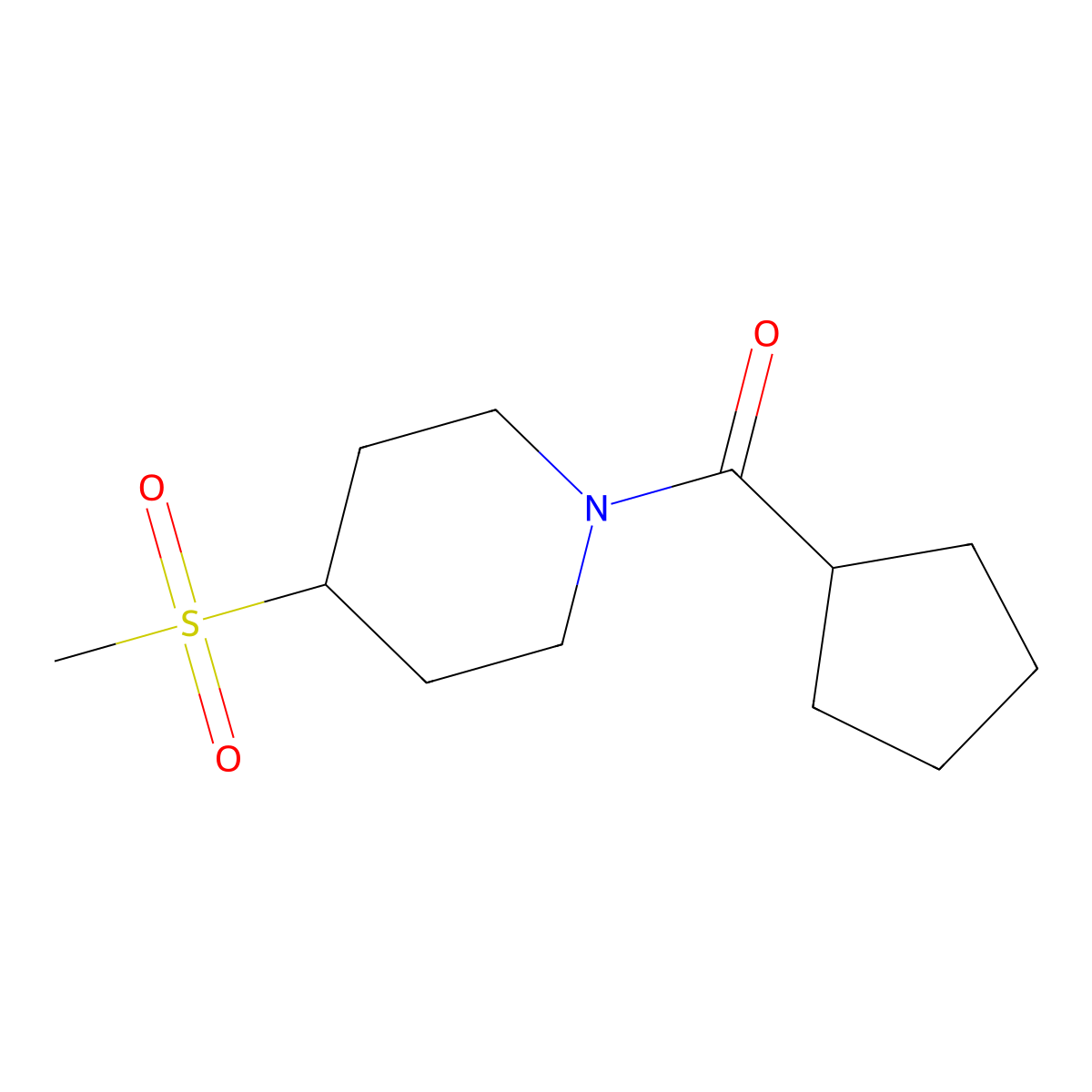 Cyclopentyl(4-(methylsulfonyl)piperidin-1-yl)methanone molecular structure, CAS 1448046-59-0