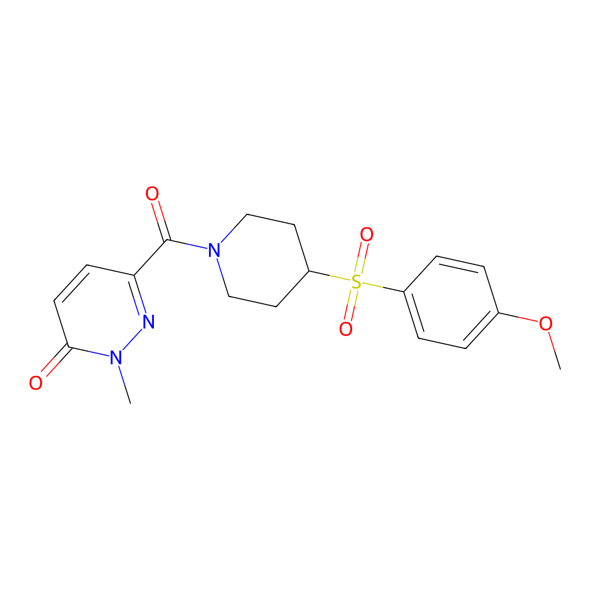 6-(4-((4-methoxyphenyl)sulfonyl)piperidine-1-carbonyl)-2-methylpyridazin-3(2H)-one molecular structure, CAS 1448046-65-8