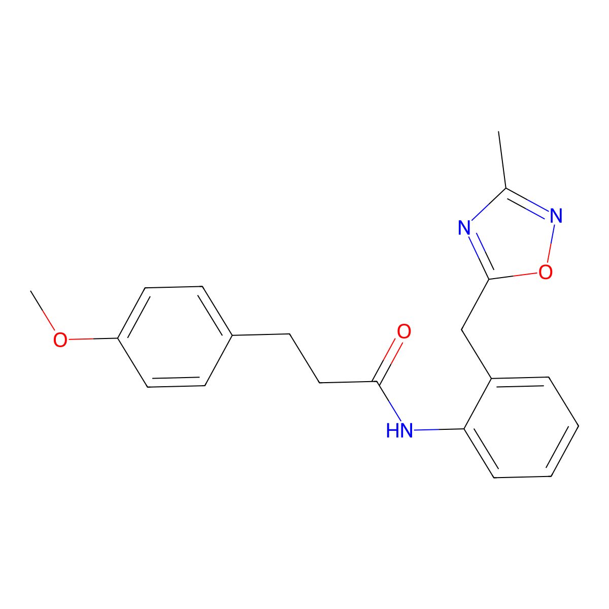 3-(4-methoxyphenyl)-N-(2-((3-methyl-1,2,4-oxadiazol-5-yl)methyl)phenyl)propanamide molecular structure, CAS 1448046-70-5