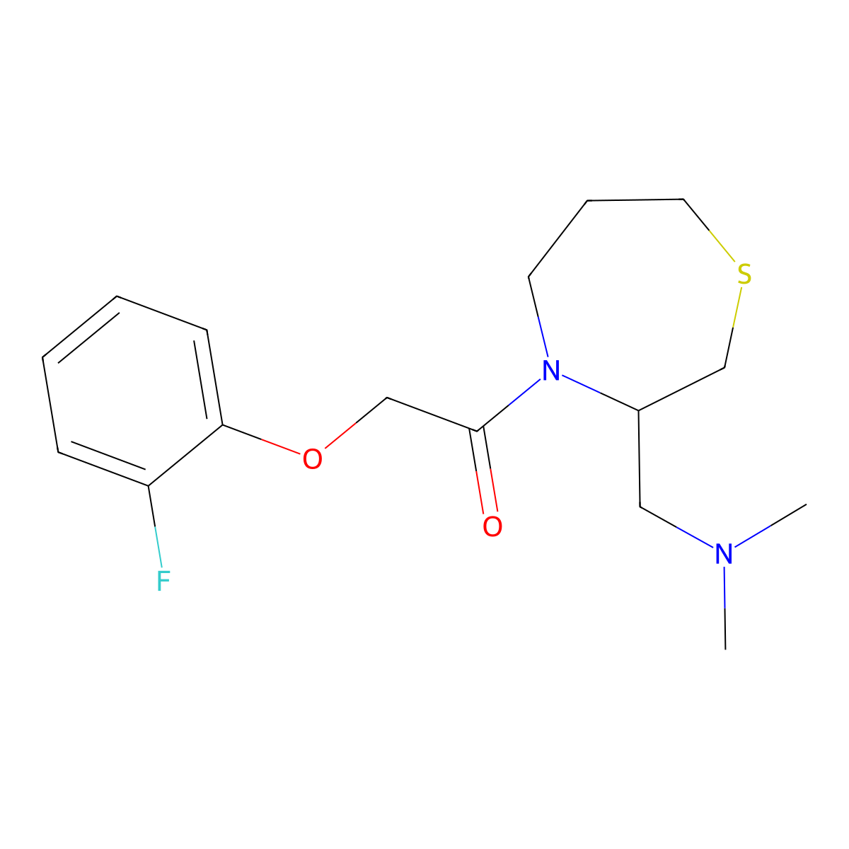 1-(3-((Dimethylamino)methyl)-1,4-thiazepan-4-yl)-2-(2-fluorophenoxy)ethanone molecular structure, CAS 1448046-80-7