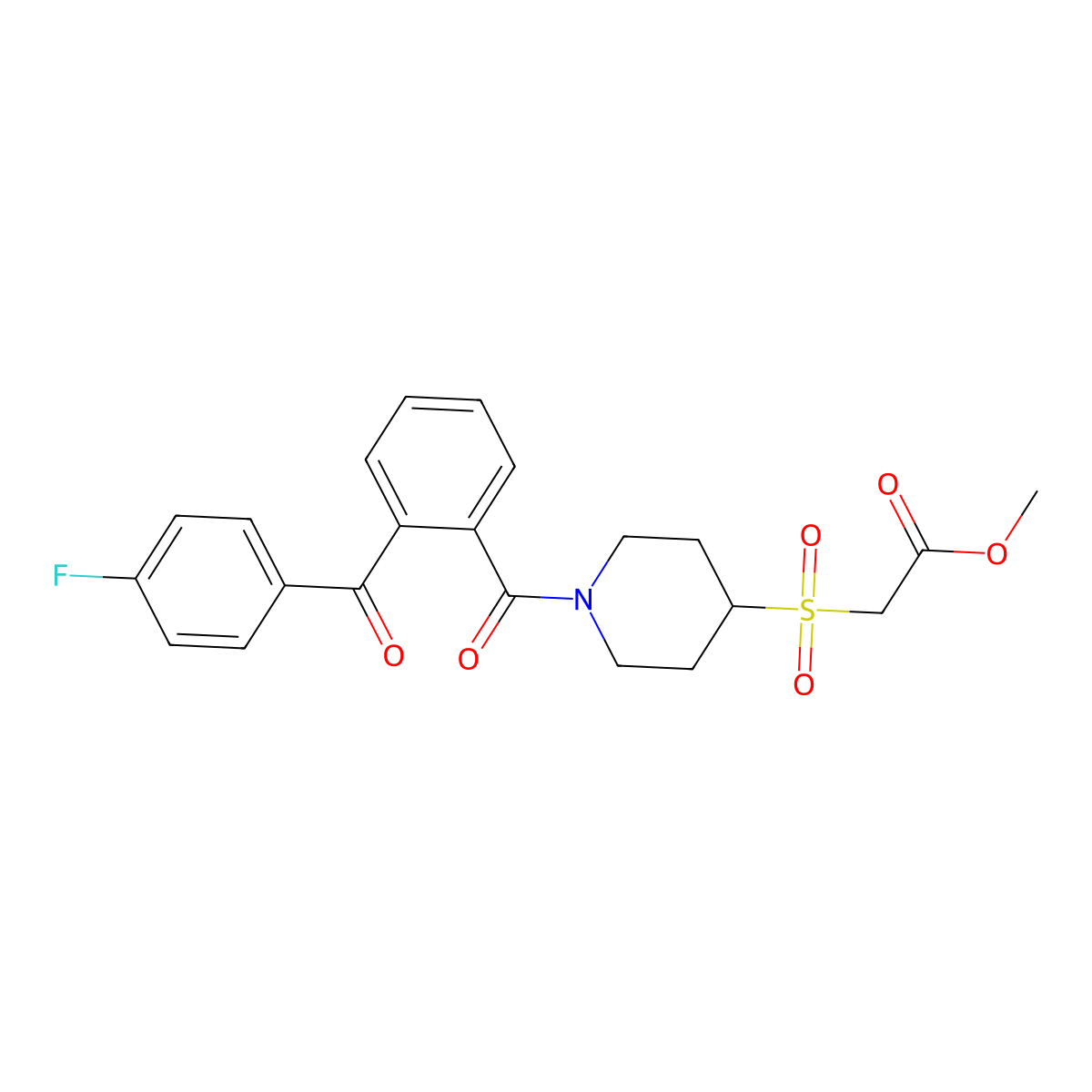 Methyl 2-((1-(2-(4-fluorobenzoyl)benzoyl)piperidin-4-yl)sulfonyl)acetate molecular structure, CAS 1448046-83-0