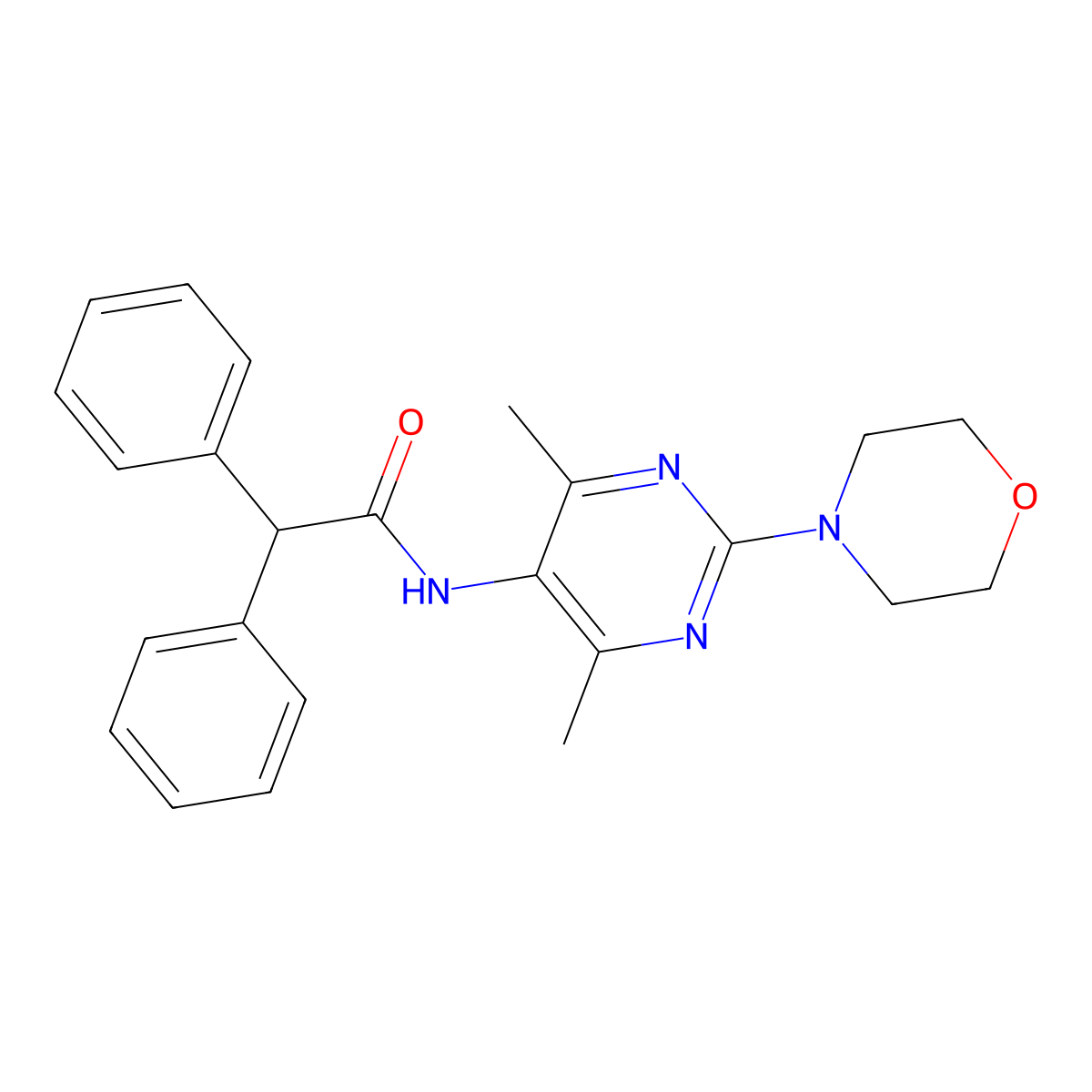 N-(4,6-dimethyl-2-morpholinopyrimidin-5-yl)-2,2-diphenylacetamide molecular structure, CAS 1448046-90-9