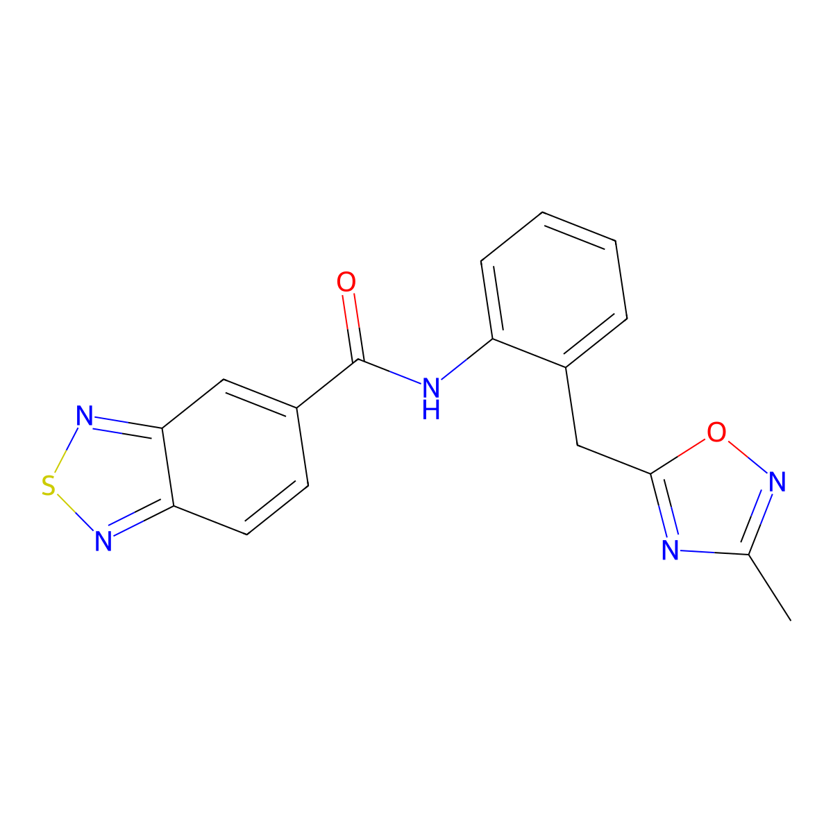 N-(2-((3-methyl-1,2,4-oxadiazol-5-yl)methyl)phenyl)benzo[c][1,2,5]thiadiazole-5-carboxamide molecular structure, CAS 1448046-92-1