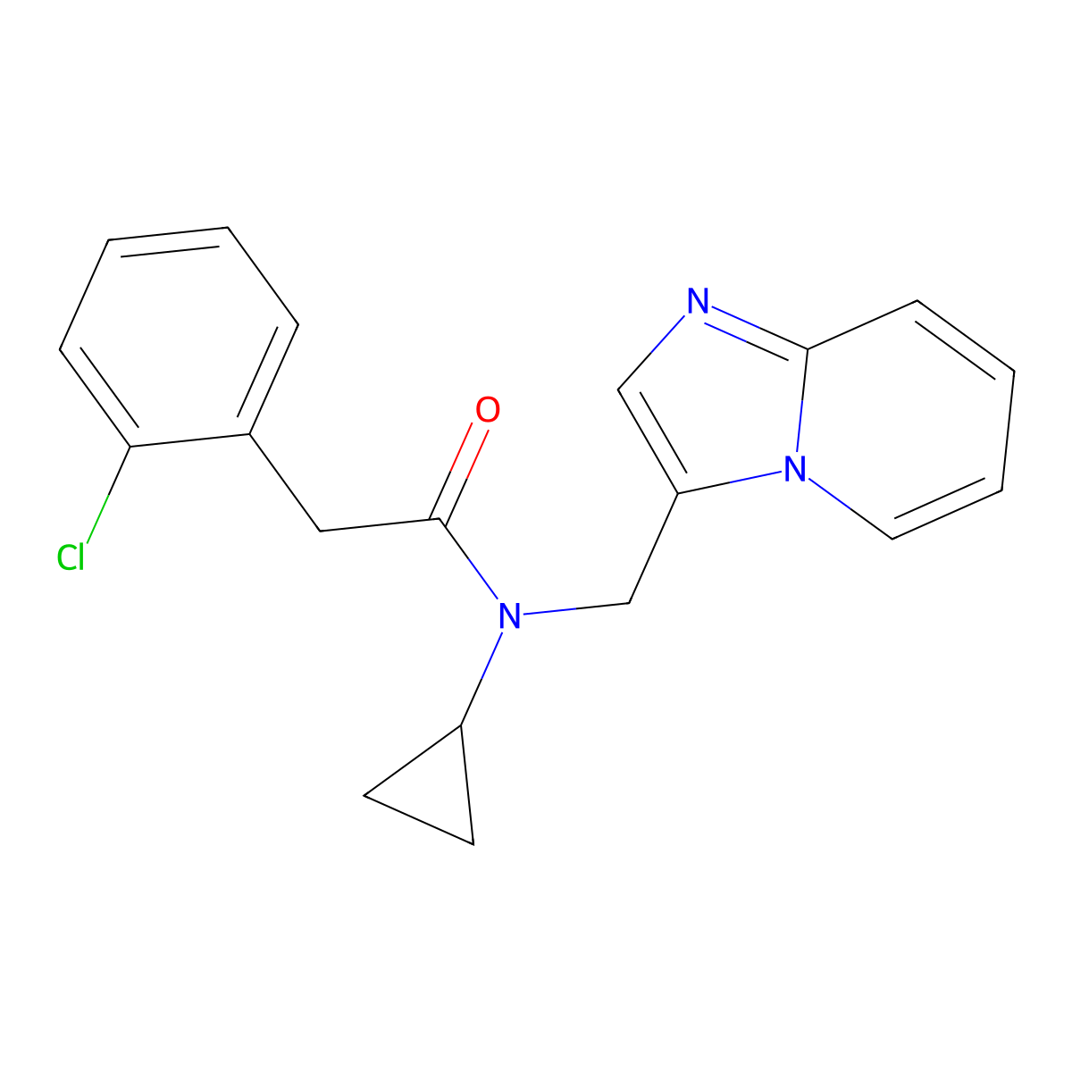 2-(2-chlorophenyl)-N-cyclopropyl-N-(imidazo[1,2-a]pyridin-3-ylmethyl)acetamide molecular structure, CAS 1448046-96-5