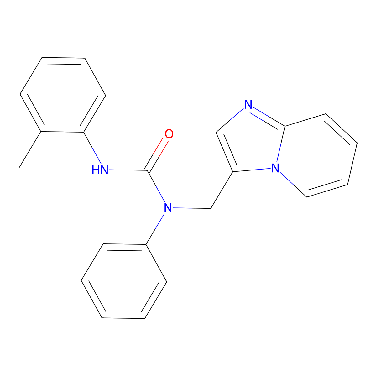 1-(Imidazo[1,2-a]pyridin-3-ylmethyl)-1-phenyl-3-(o-tolyl)urea molecular structure, CAS 1448047-05-9