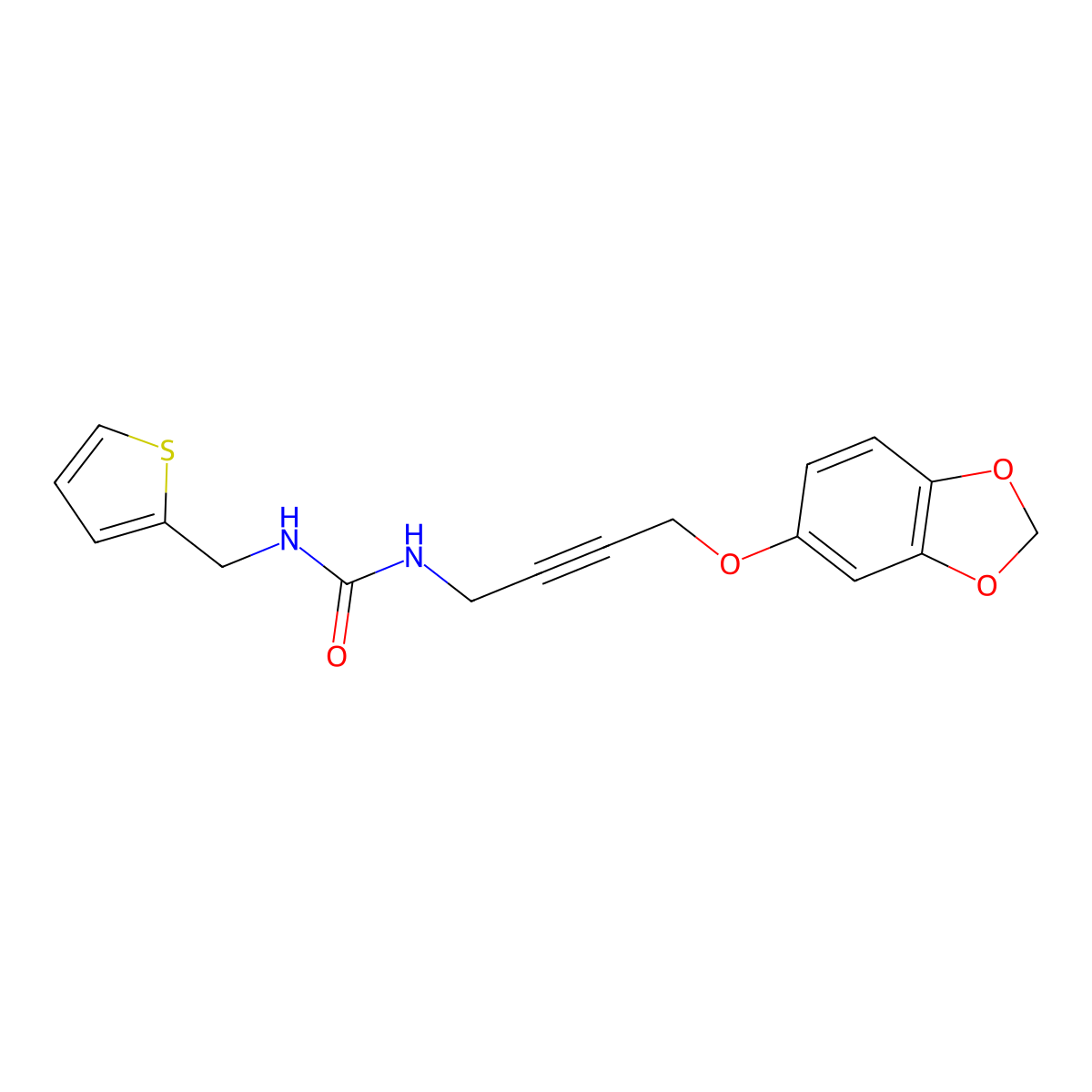 1-(4-(Benzo[d][1,3]dioxol-5-yloxy)but-2-yn-1-yl)-3-(thiophen-2-ylmethyl)urea molecular structure, CAS 1448047-07-1