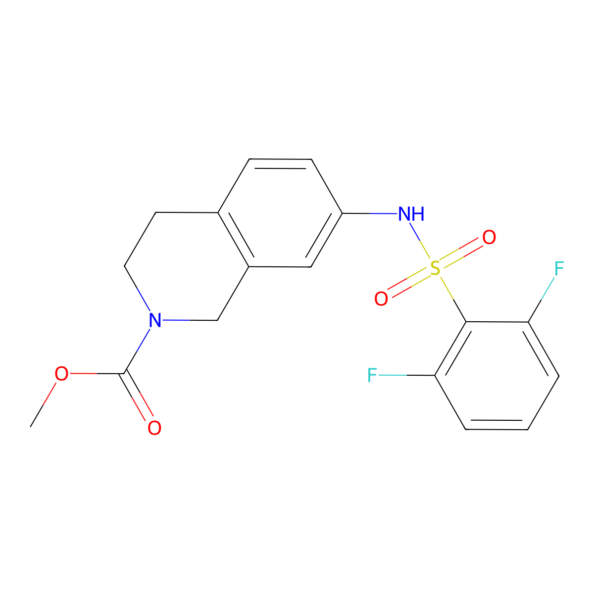 Methyl 7-(2,6-difluorobenzenesulfonamido)-1,2,3,4-tetrahydroisoquinoline-2-carboxylate molecular structure, CAS 1448047-09-3