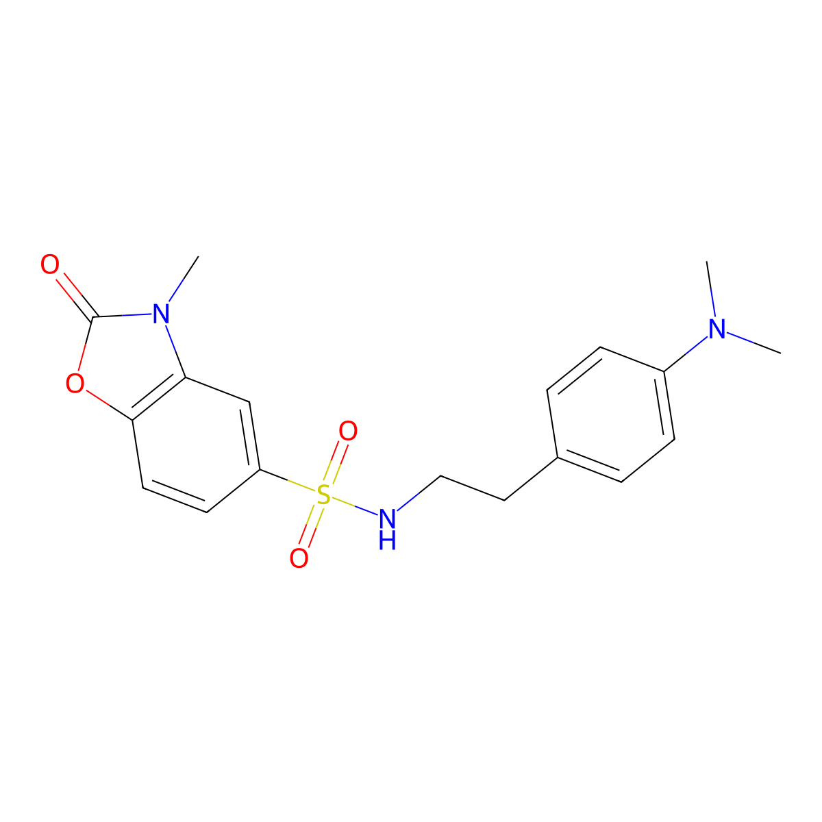 N-(4-(dimethylamino)phenethyl)-3-methyl-2-oxo-2,3-dihydrobenzo[d]oxazole-5-sulfonamide molecular structure, CAS 1448047-10-6