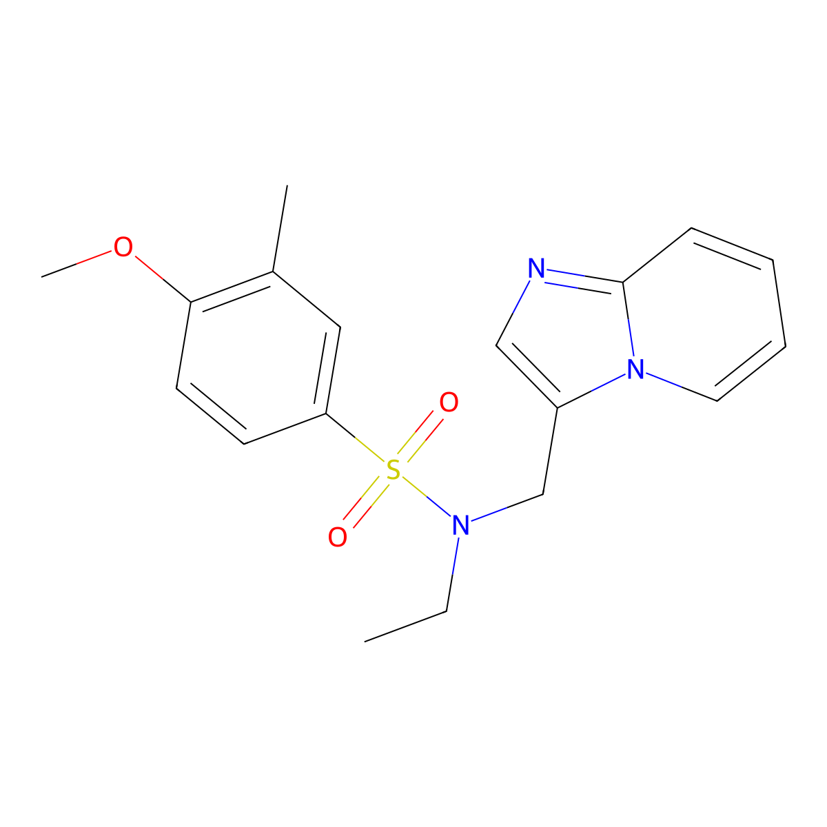 N-ethyl-N-(imidazo[1,2-a]pyridin-3-ylmethyl)-4-methoxy-3-methylbenzenesulfonamide molecular structure, CAS 1448047-12-8