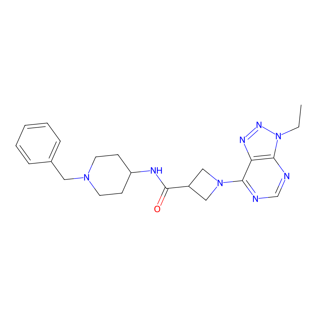 N-(1-benzylpiperidin-4-yl)-1-(3-ethyl-3H-[1,2,3]triazolo[4,5-d]pyrimidin-7-yl)azetidine-3-carboxamide molecular structure, CAS 1448047-13-9