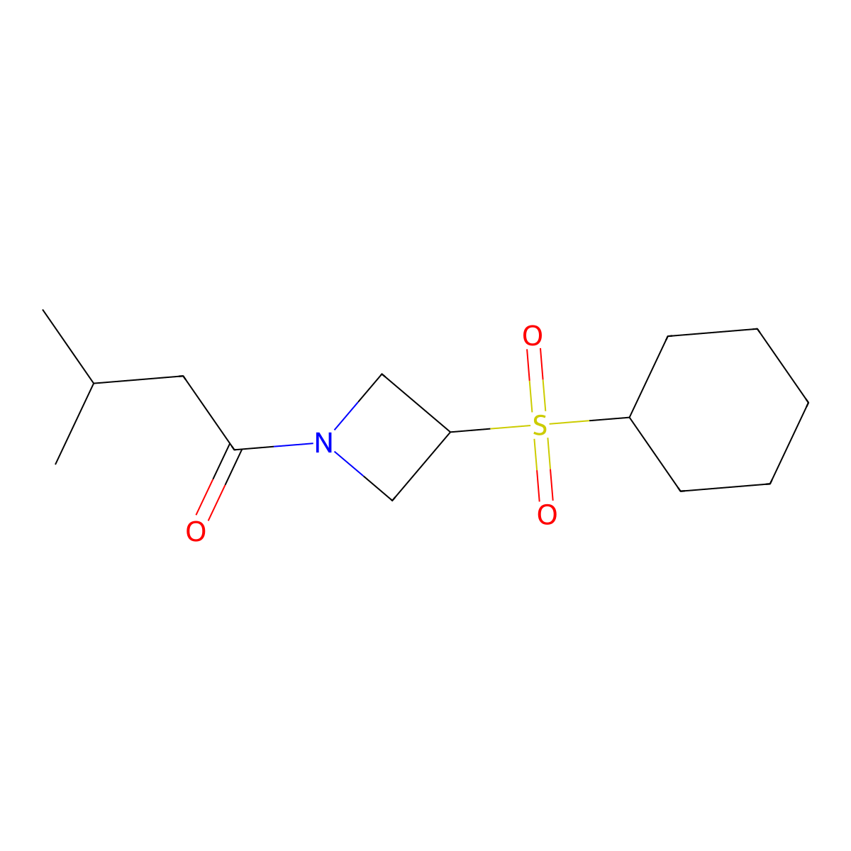 1-(3-(Cyclohexylsulfonyl)azetidin-1-yl)-3-methylbutan-1-one molecular structure, CAS 1448047-14-0