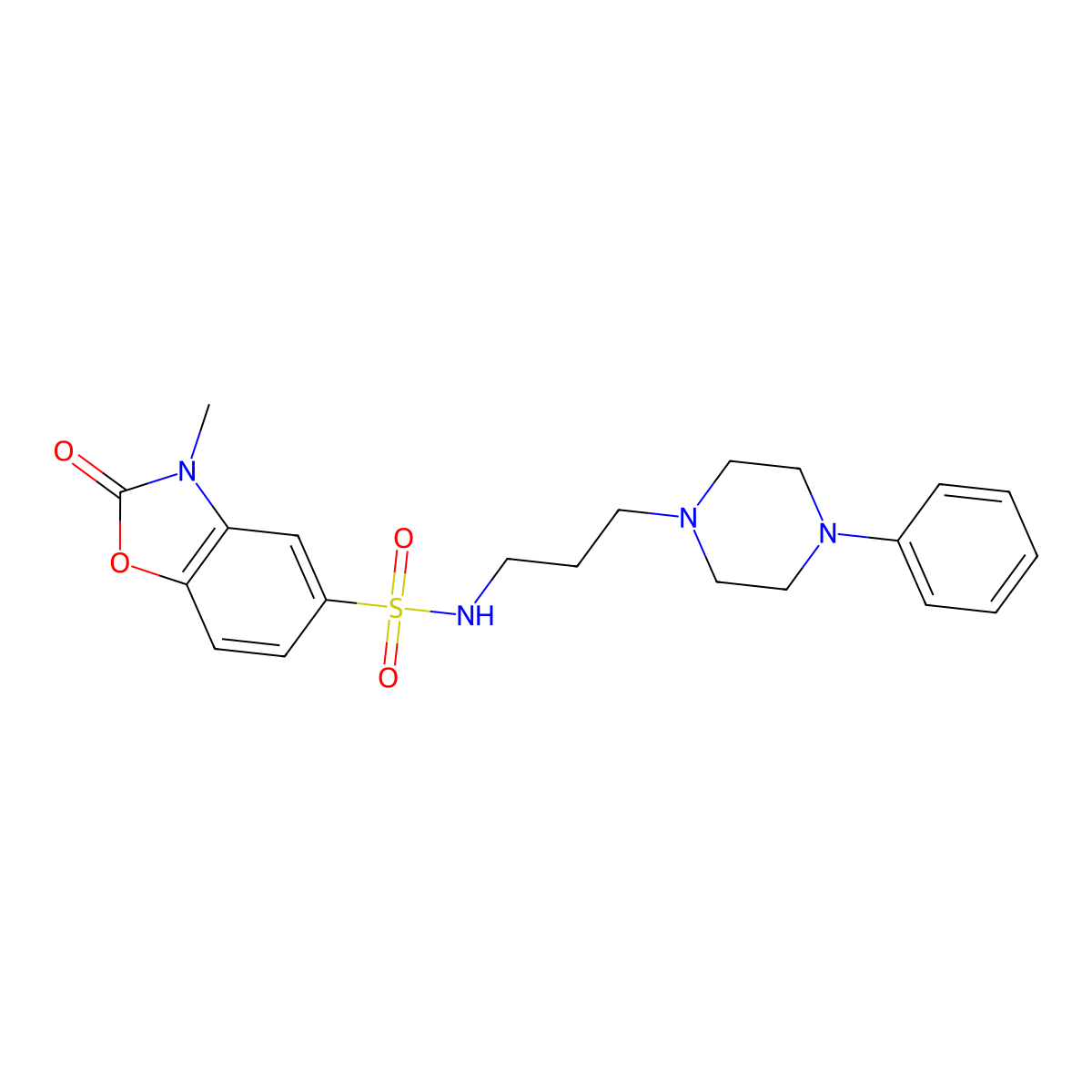 3-methyl-2-oxo-N-(3-(4-phenylpiperazin-1-yl)propyl)-2,3-dihydrobenzo[d]oxazole-5-sulfonamide molecular structure, CAS 1448047-15-1